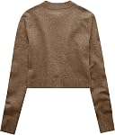 Urban CoCo Women's Crew Neck Cropped Cardigan Sweaters Long Sleeve Open Front Button Down Shrug Sweater Jackets