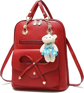 Borsa da viaggio casual da donna Borsa a tracolla da donna Zaino da scuola in pelle PU carino Daypack per ragazze,Vino rosso