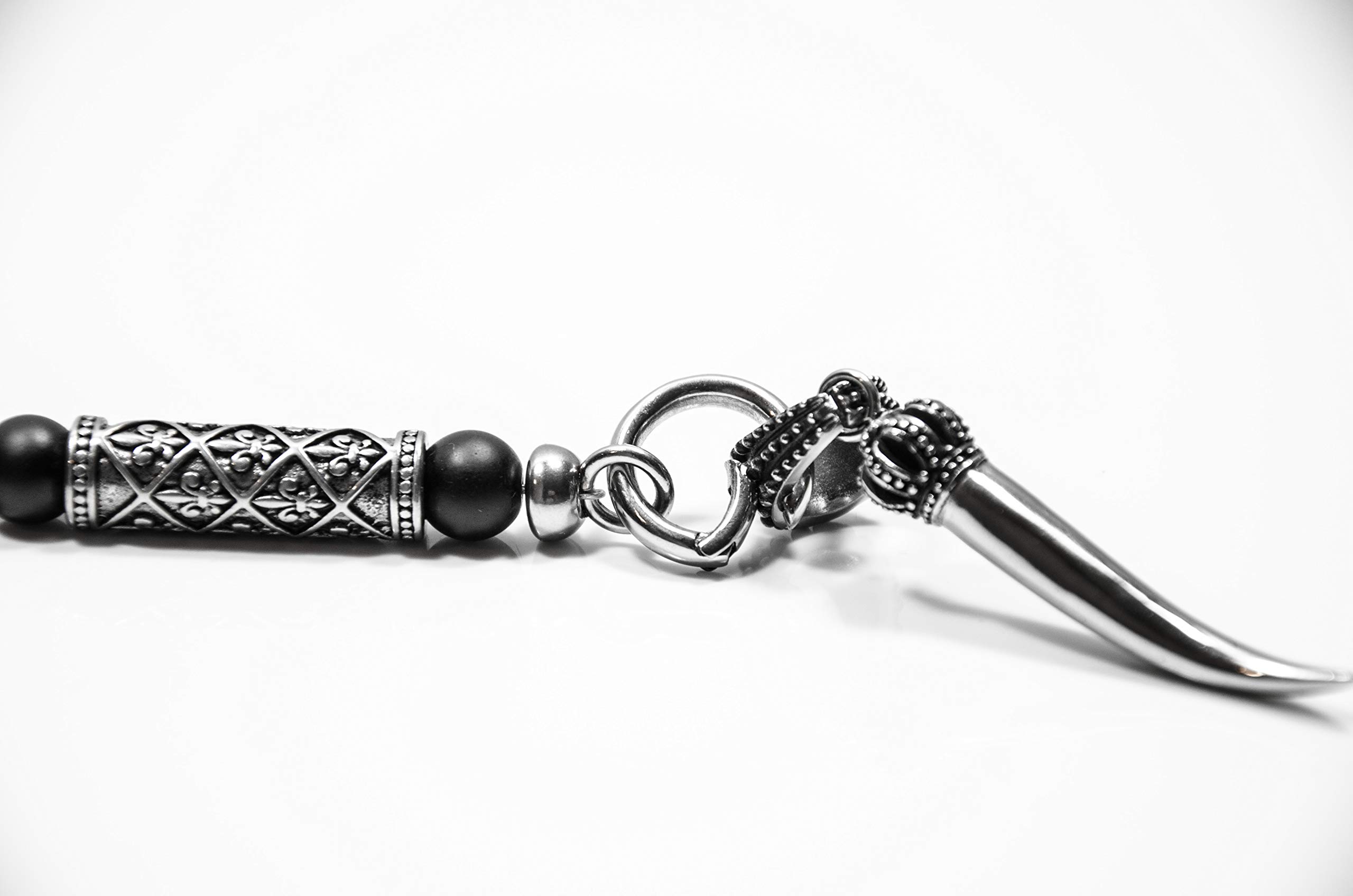Herren Männer Halskette Y Kette Rosenkranz aus Onxy Schwarz Handmade Geschenke (80)
