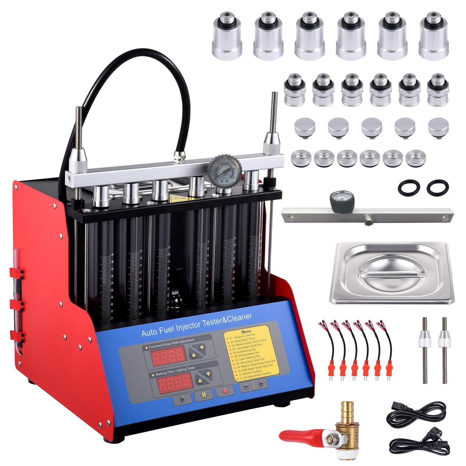Fuels Injector Cleanr & Tester Machine Kit, Fuels Injector Cleaner Machine Kit, Car Injector Cleaner Machine, 6 Cylinder Ultrasonic Injector Tester For Gasolines Diesels Car Motorcycle