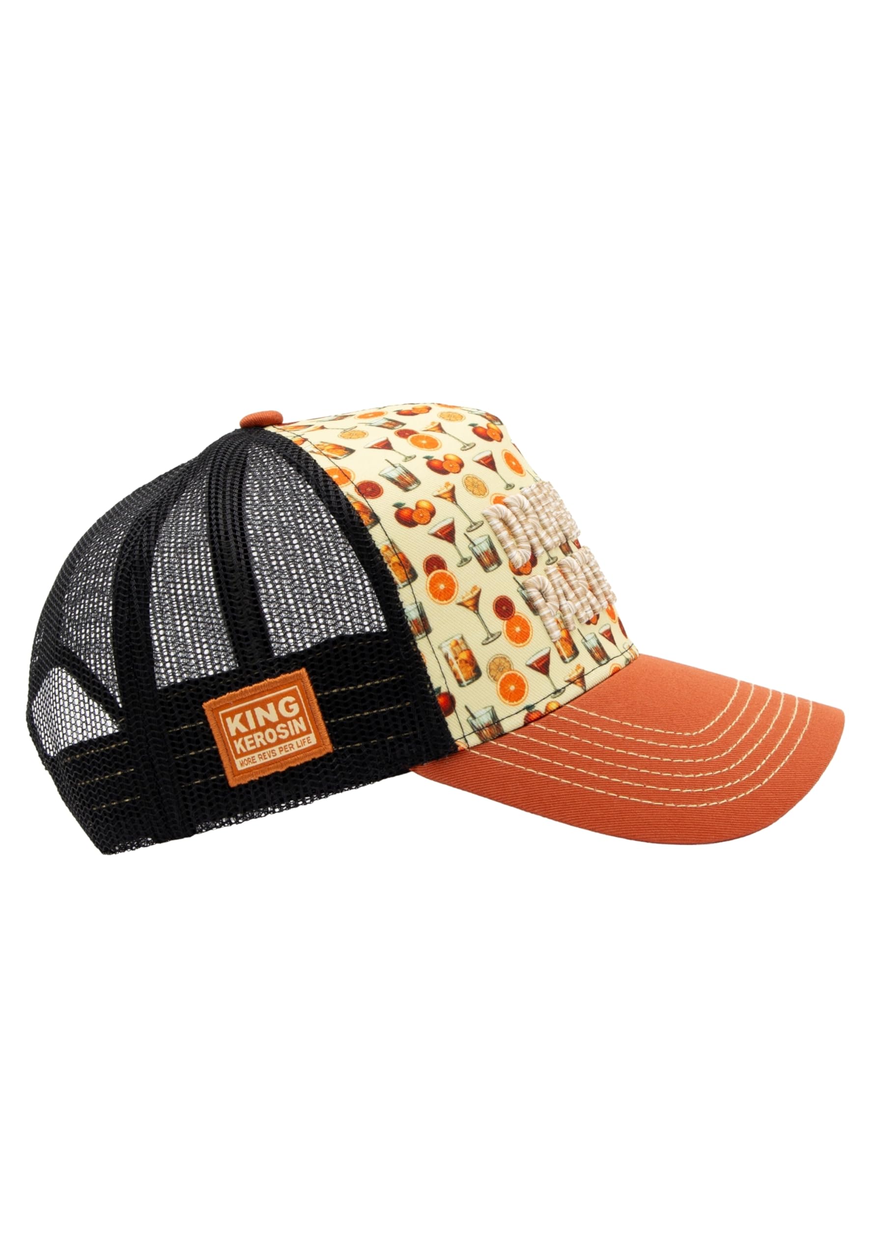 King Kerosin Cappellino da uomo con stampa e ricamo Drink Hard Party Hard Hard Party