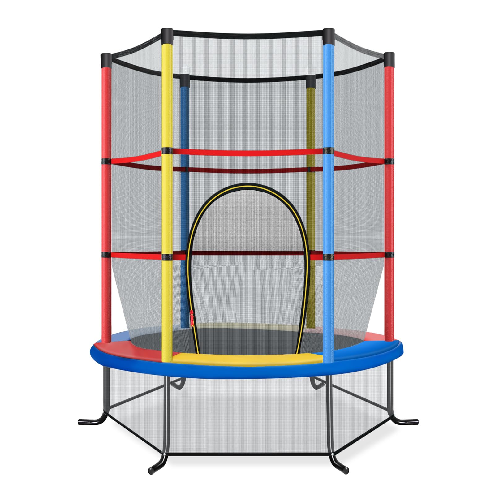 LIFEZEAL Trampolino Elastico per Bambini, per Interno, Esterno, Giardino, con Rete di Sicurezza, Tappeto Protettivo, Telaio in Acciaio, Salta, Jump, Regalo, Max 135kg
