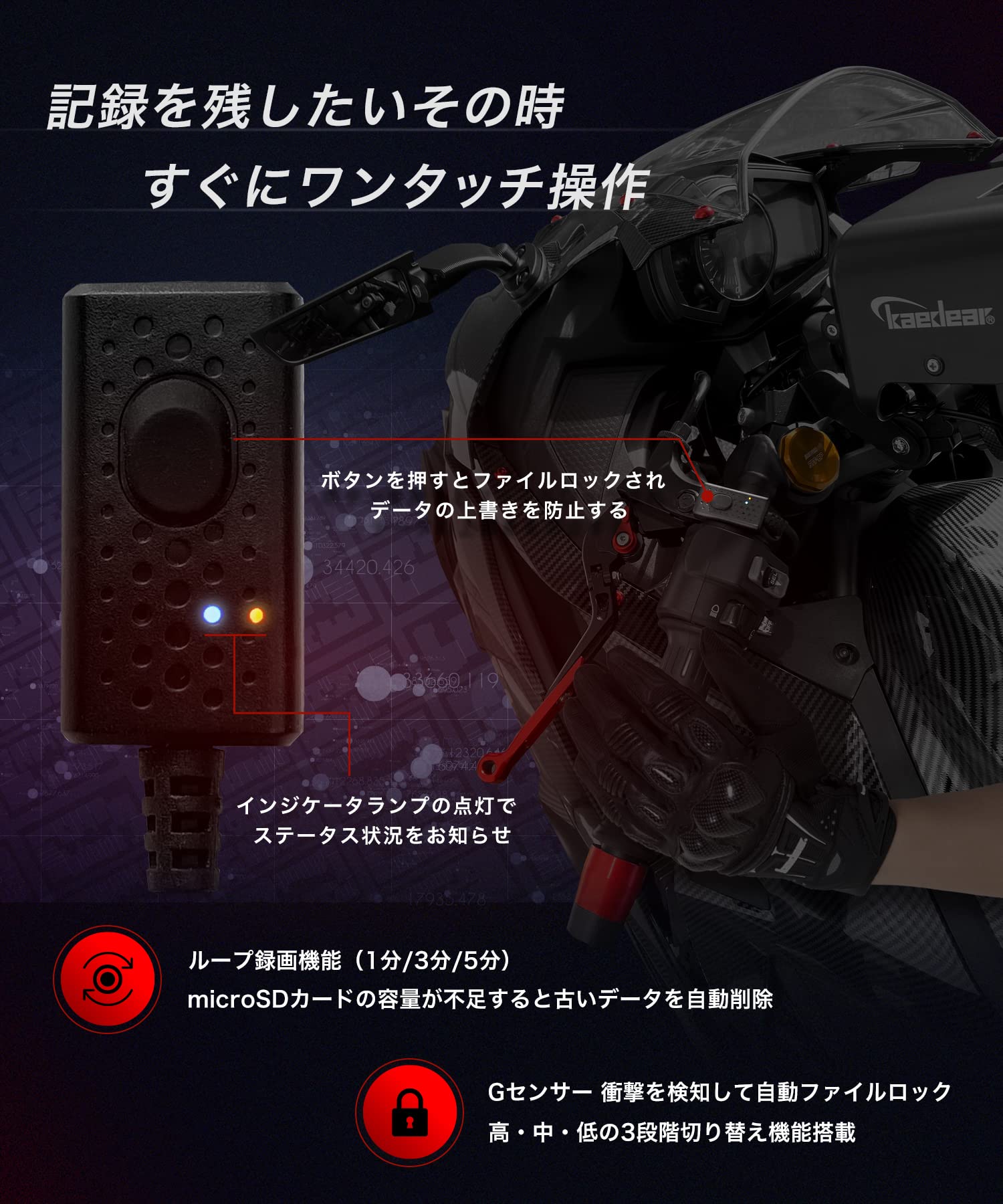 Amazon.co.jp: Kaedear(カエディア) バイク ドライブレコーダー バイク