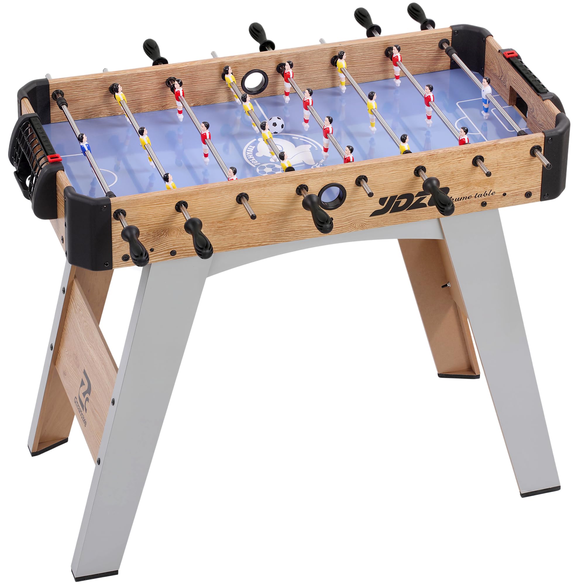 SPORTNOW Futbolín para Niños de Madera, Mesa de Futbolín Compacta con 2 Marcadores, 8 Asas, 22 Jugadores, 8 Barras y 2 Bolas, Regalo para Adultos, Familias, Fiestas, 89x61,5x70 cm, Morado