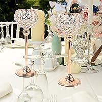 Vista 5 de Juego de 2 portavelas de cristal dorado con base de alta resistencia, portavelas con luces de té brillantes, decoración de mesa de comedor, centro