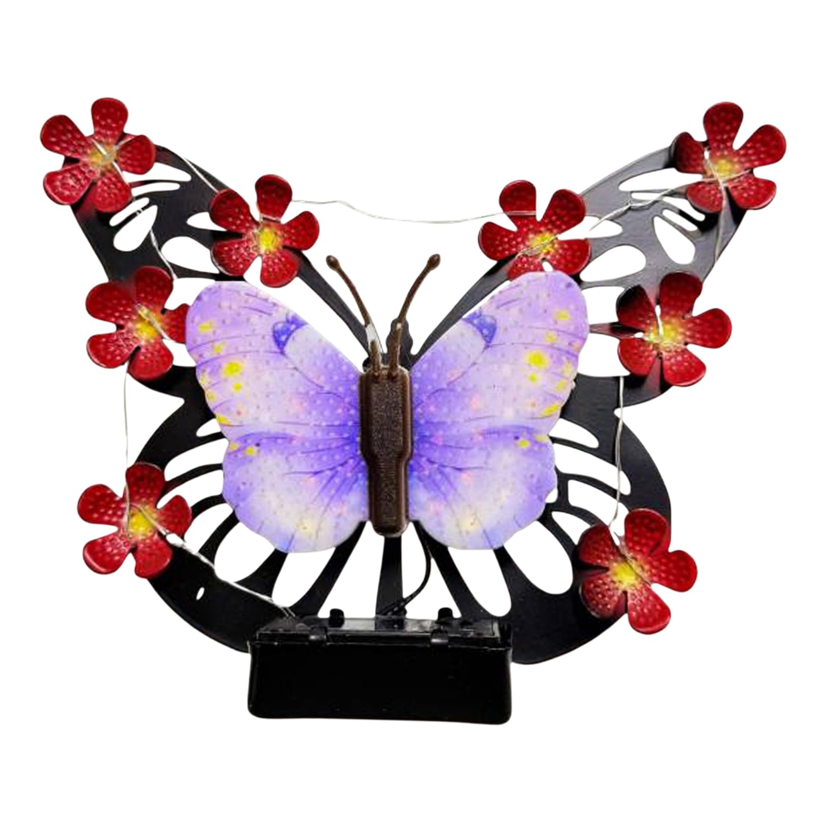 Purple Solar Outdoor Metal Butterfly Wall Lights Weather Resist Waterproof Led Wall Lamp Rust Proof Outside Fence Illuminated Sconce For Patio/Porch/Yard/Garden Decoration (Purple)