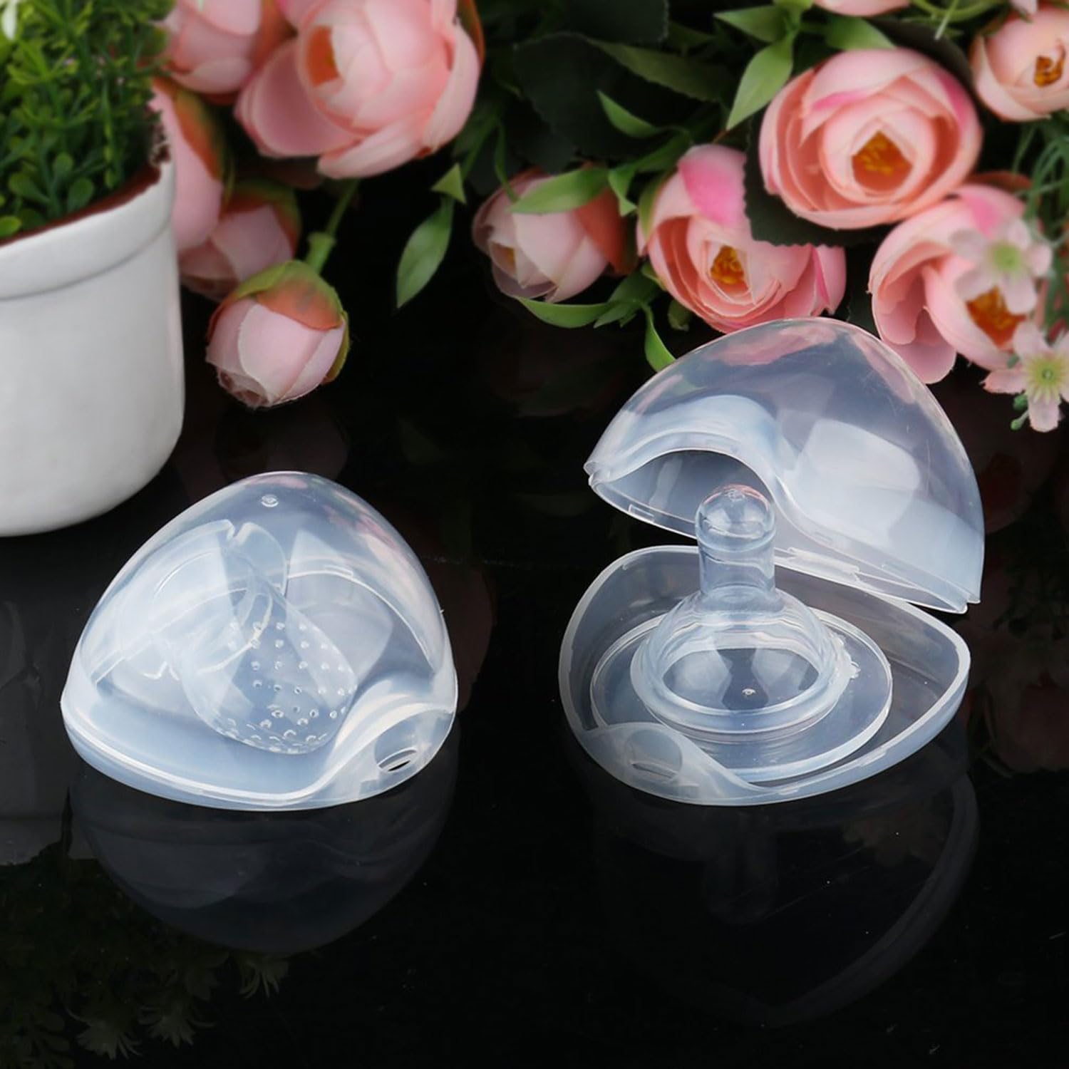 Boîte à Sucette Bébé Silicone 2pcs Boîte de Rangement Portable pour Voyage