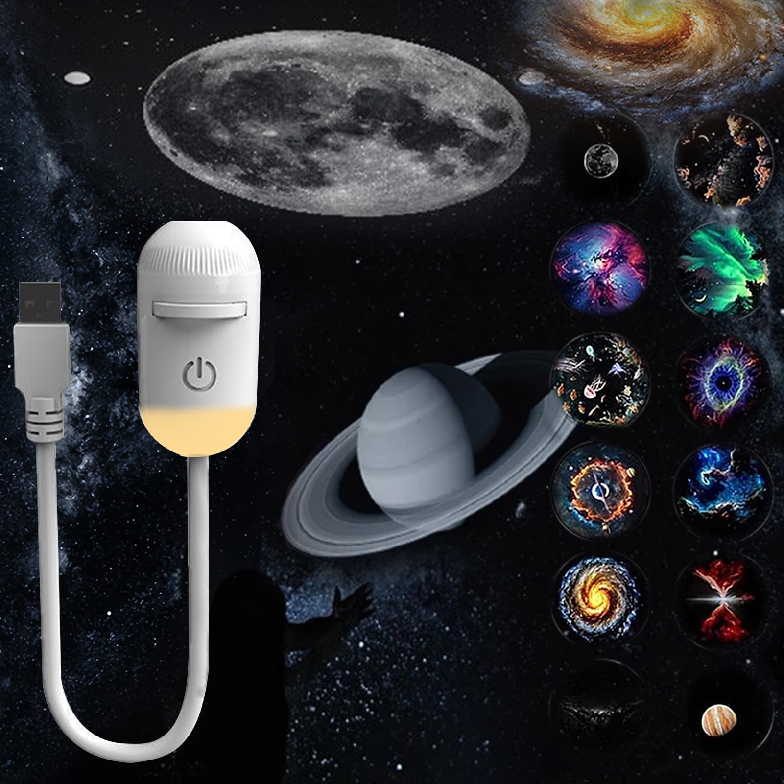 2-in-1 Starry Night Light Projector, 360° Adjustable Northern Light Projector, USB LED Space Star Projector with Night Light & Adjustable Brightness, Star Projector for Bedroom, Car, Party (12PCS)