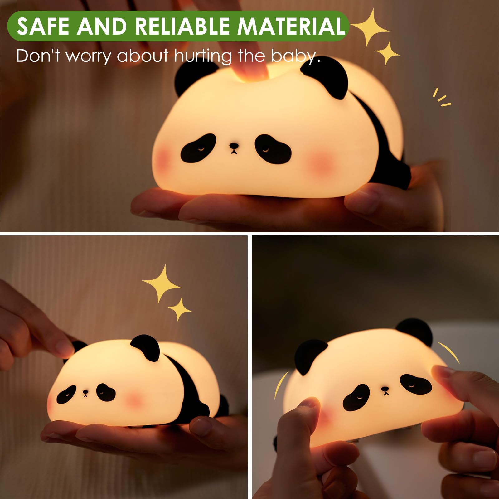 ZWOOS Luce Notturna per Bambini, 3 Modalità di Luce, Lampada da Comodino per la Camera del Bambino con Timer da 30 Minuti e Controllo Touch, Ricarica USB 1200 mAh per Bambini
