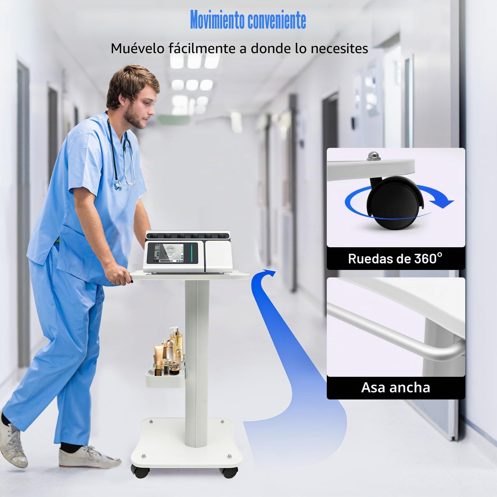 Carrito médico portátil con compartimento de almacenamiento y rueda de freno, carrito de peluquería, carrito de cosméticos, carrito de trabajo, carrito de salón para instrumentos de belleza médicos