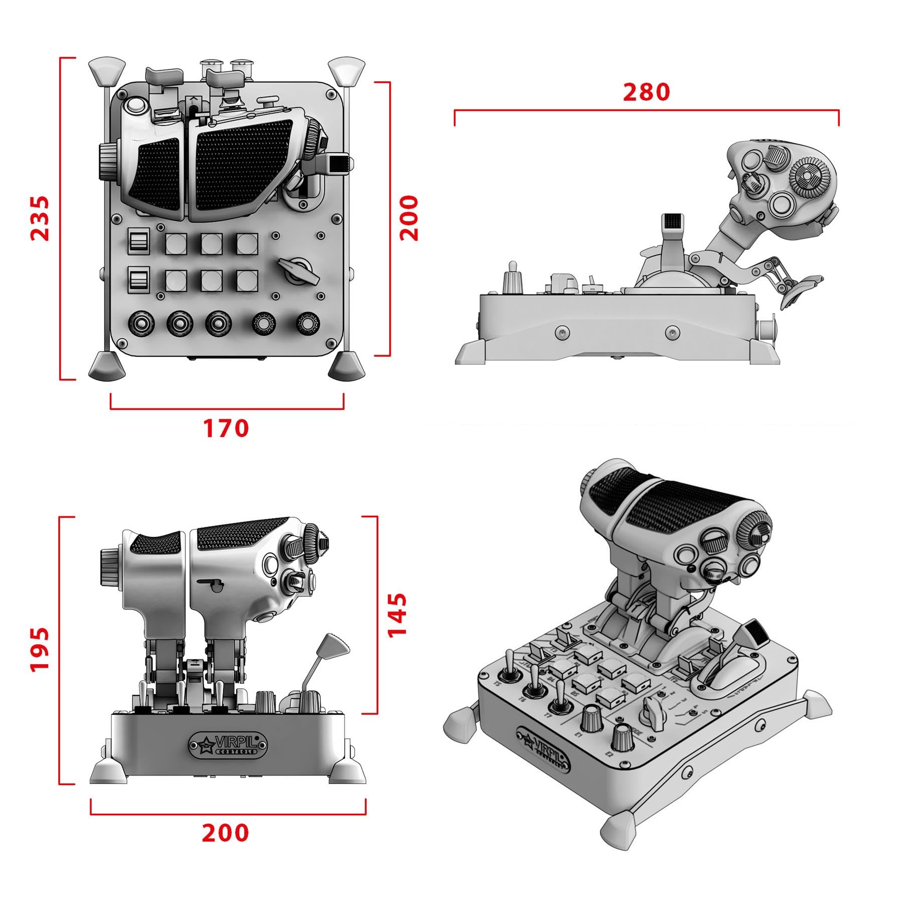VIRPIL Controls MongoosT-50CM3 Throttle Doppelmotor-Schubregler Flugsimulator-Steuerungssystem PC-Gaming