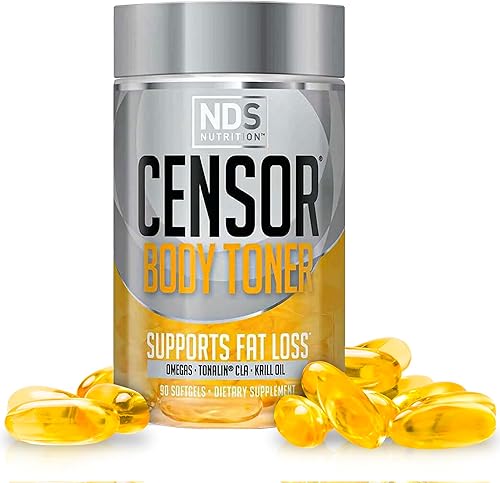 NDS Nutrition Censor - Pérdida de grasa y tóner corporal con CLA aceite de pescado cártamo y mezcla de omega 3-6-9 suplemento dietético para mejorar