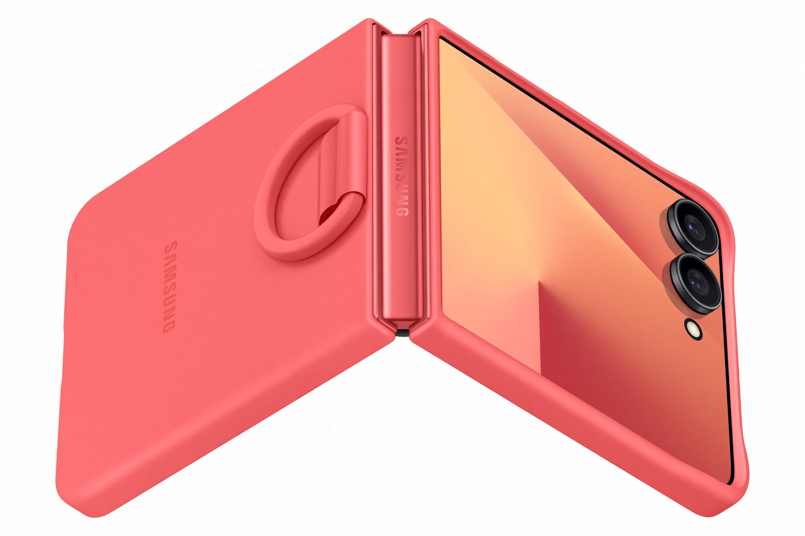 Samsung EF-PF766 silikonowe etui na telefon komórkowy Galaxy Z Flip7, etui na telefon komórkowy z uchwytem na pierścień, silikonowe, ochronne, odporne na uderzenia, cienkie i poręczne, czerwone