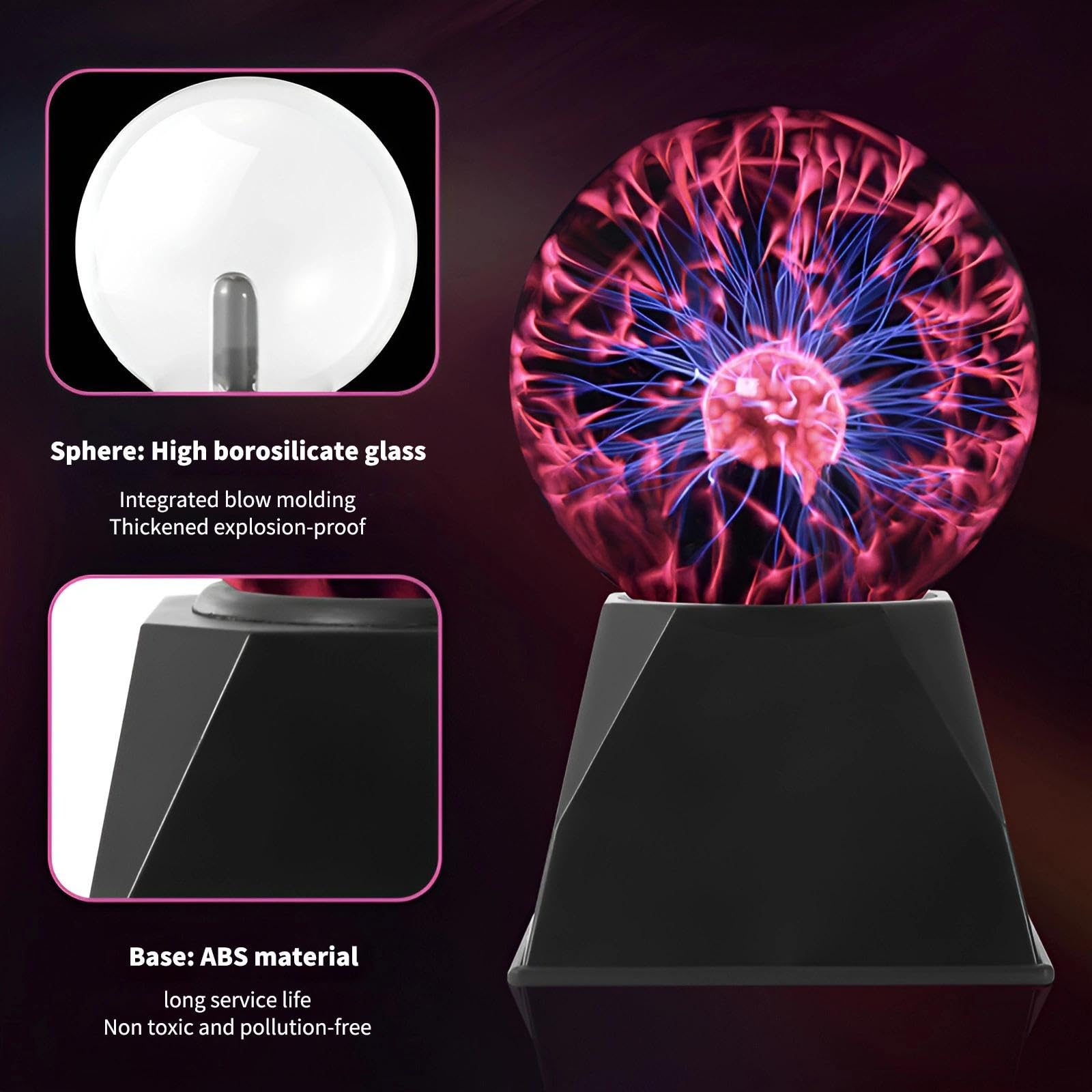 Magische Plasmakugel, Plasma Ball Lampe, Elektrostatische Kugel Berührungsempfindliche Blitzkugel Magische Leucht Ball für Partydekorationen, Magische Requisiten, Heimbeleuchtung(8 zoll)