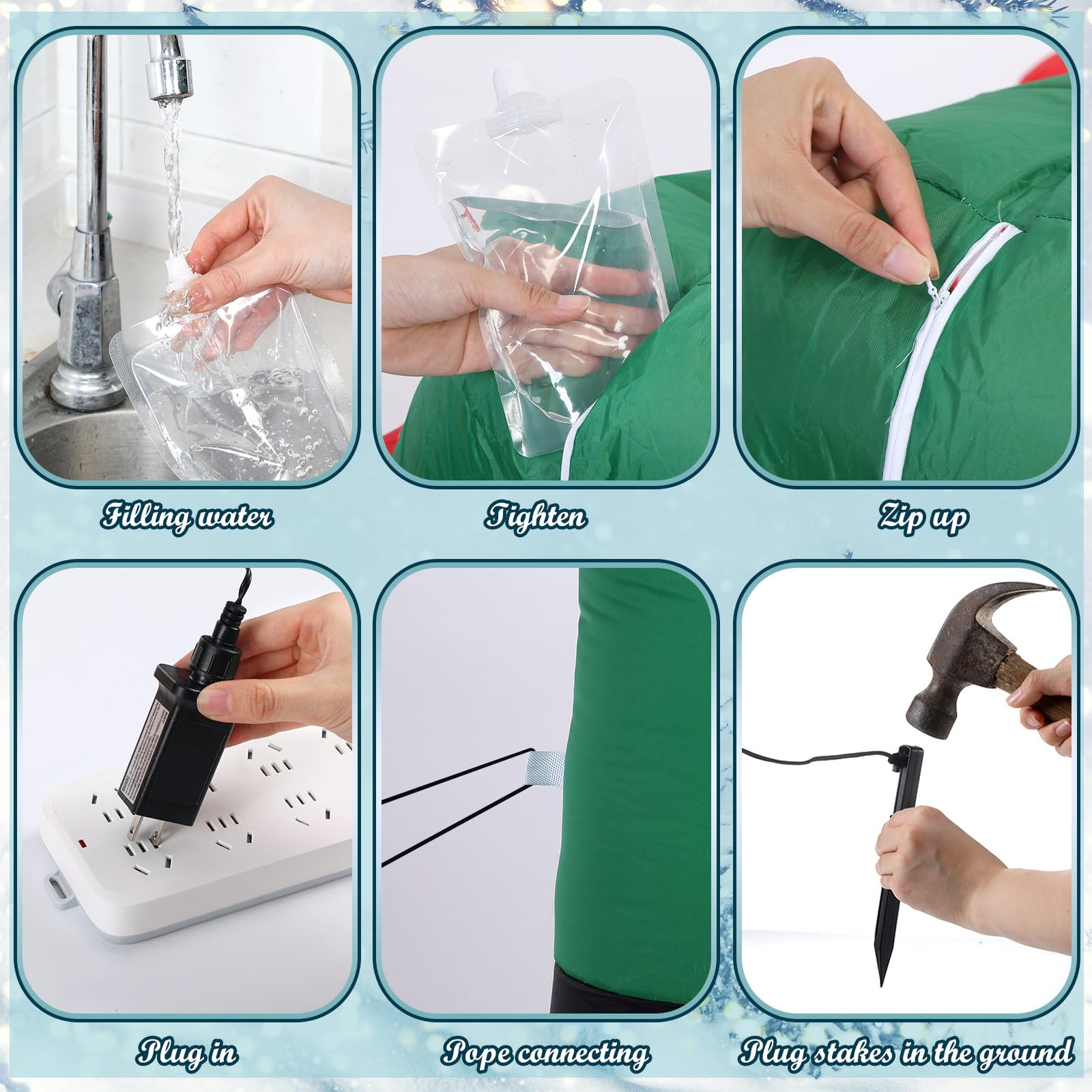 Bencailor 2 pezzi 2,4 m gonfiabili natalizi elfo decorazione esterna Natale soffiare cortile decorazione gonfiabili elfo decorazione esterna holding bastoncino di zucchero costruito in luci LED per