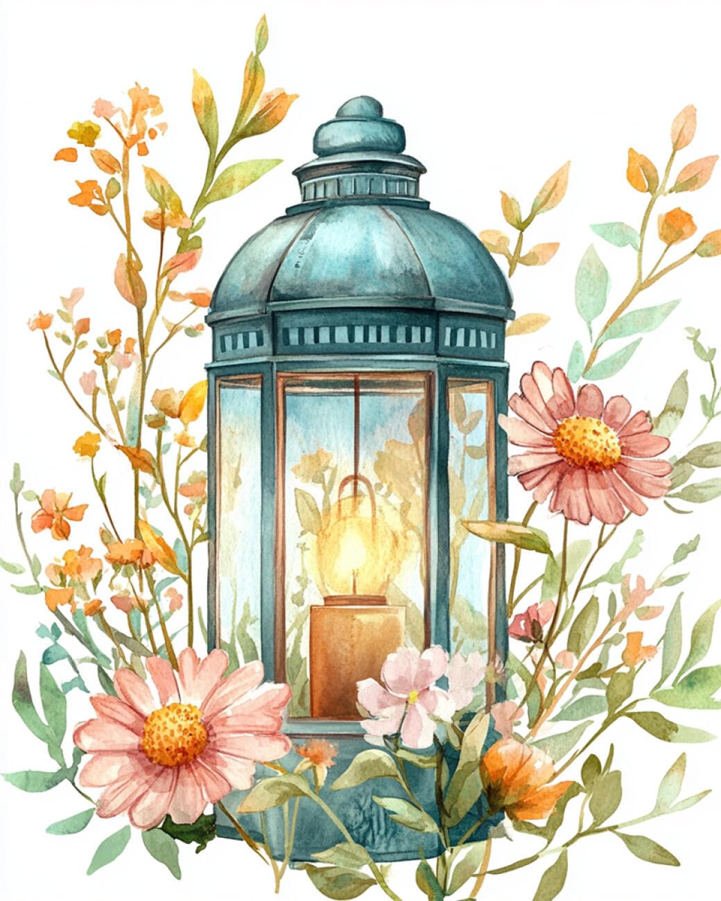 Ambattery Color Diy Embroidery Beads Set Vintage Lanterns And Flowers Bead Embroidery Kit For Adults Needlepoint Tapestry Set Beaded Stitching 40X50cm