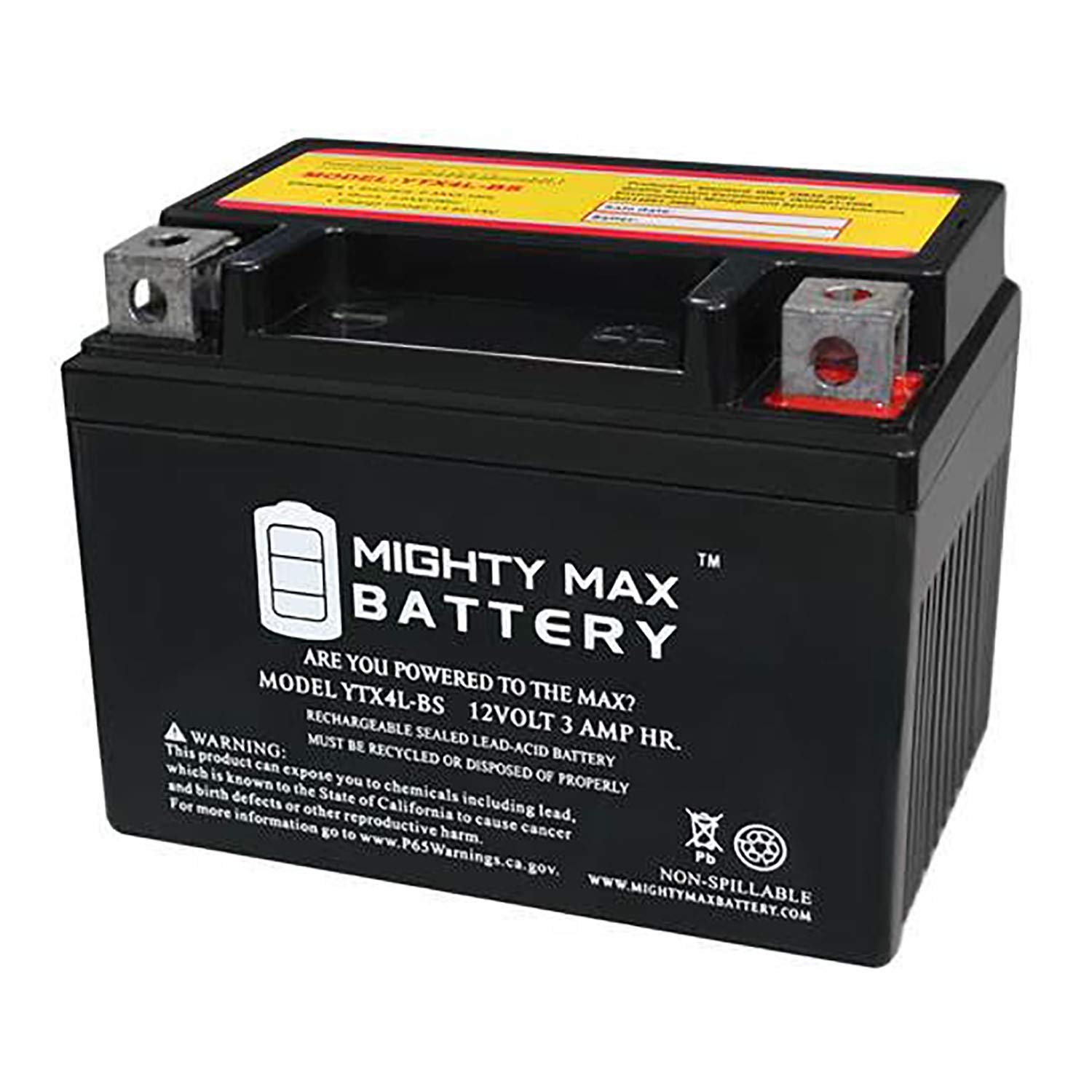 Mighty Max Battery YTX4L-BS Replacement Battery for Poweroad YG4L-BS + 12V 1Amp Charger