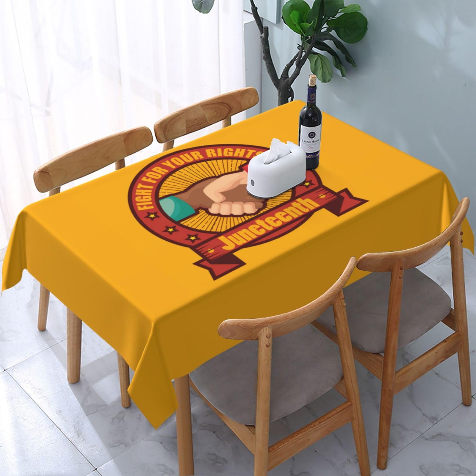 JunHeArt Juneteenth Celebrating Black Freedom 1865 African American Tablecloth Rectangle Table Cover Washable Table Cloths Decor For Kitchen 54" X 72"