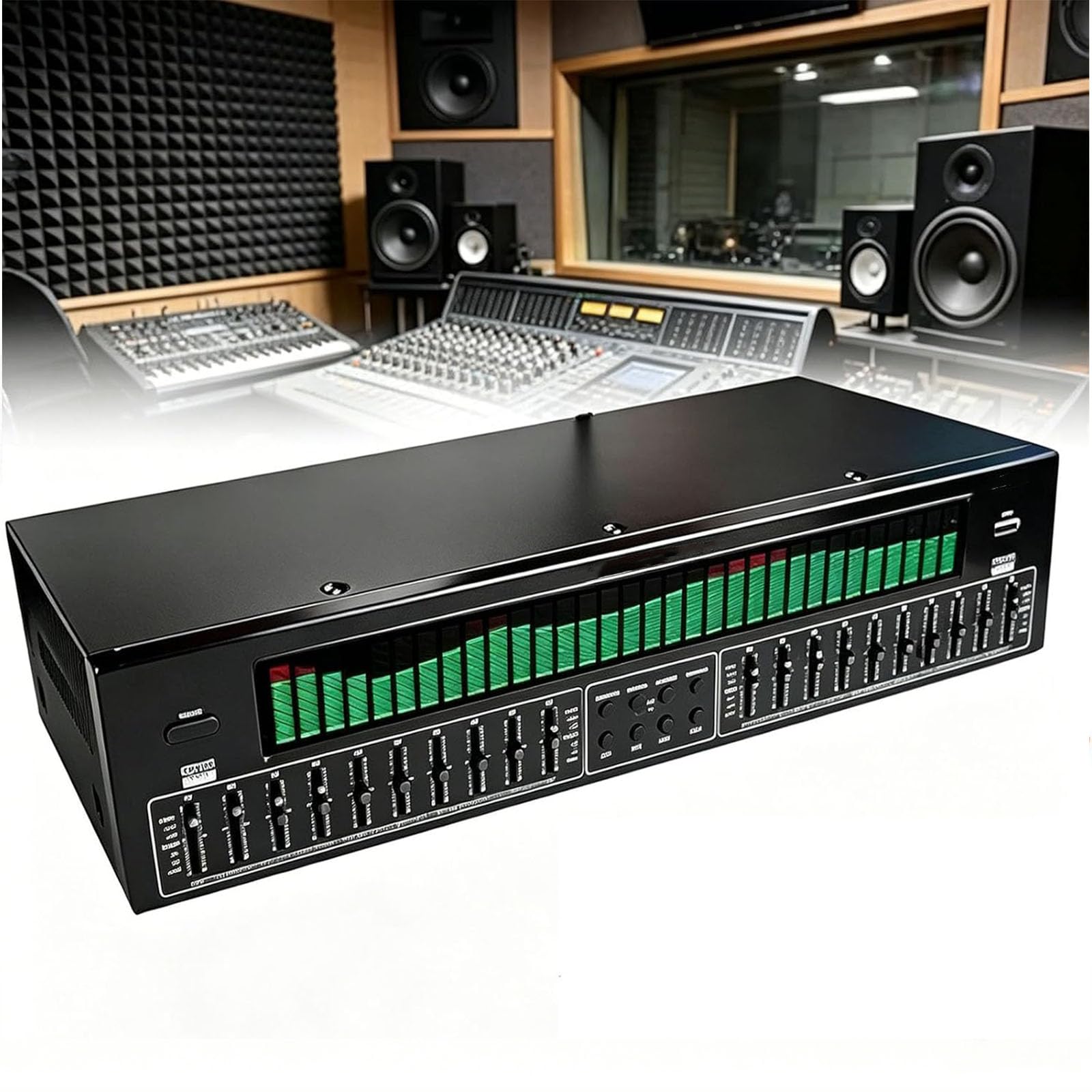 Graphic Equalizer, Digital Audio Equalizer With Dynamic Led Spectrum Display, 31 Bands Spectrum, Fiber Coaxial Decoding, 12-rhythm Patterns, For Home Theater, Recording Studio