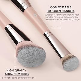 KINGMAS Foundation Brush, Dual Ended Makeup Brush for Foundation and Contour Blending Liquid Powder, Concealer Cream Cosmetics Blush, Cruelty Free Vegan & Easy Use (Pink)