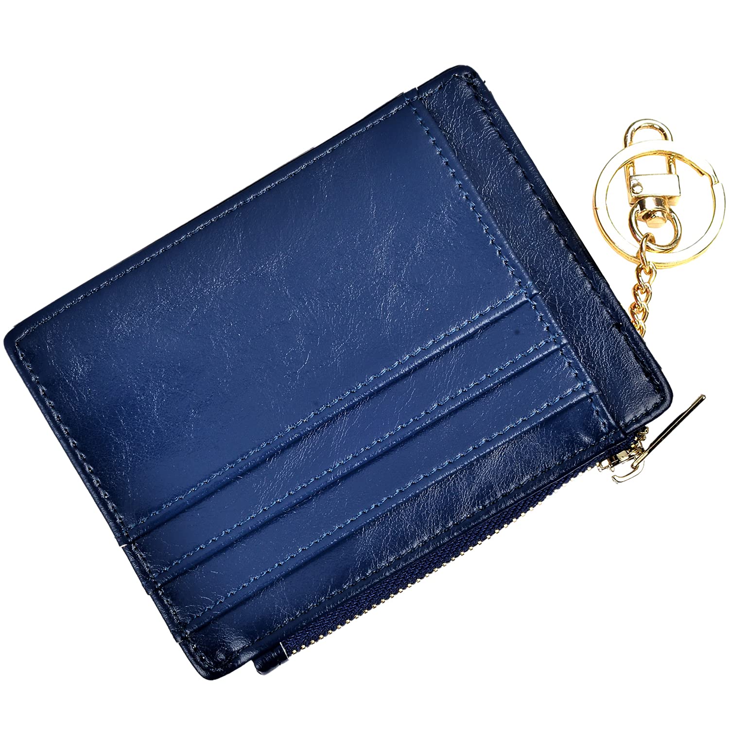 woogwin Slim RFID Credit Card Holder for Women Mini Front Pocket Wallet Purse With Keychain