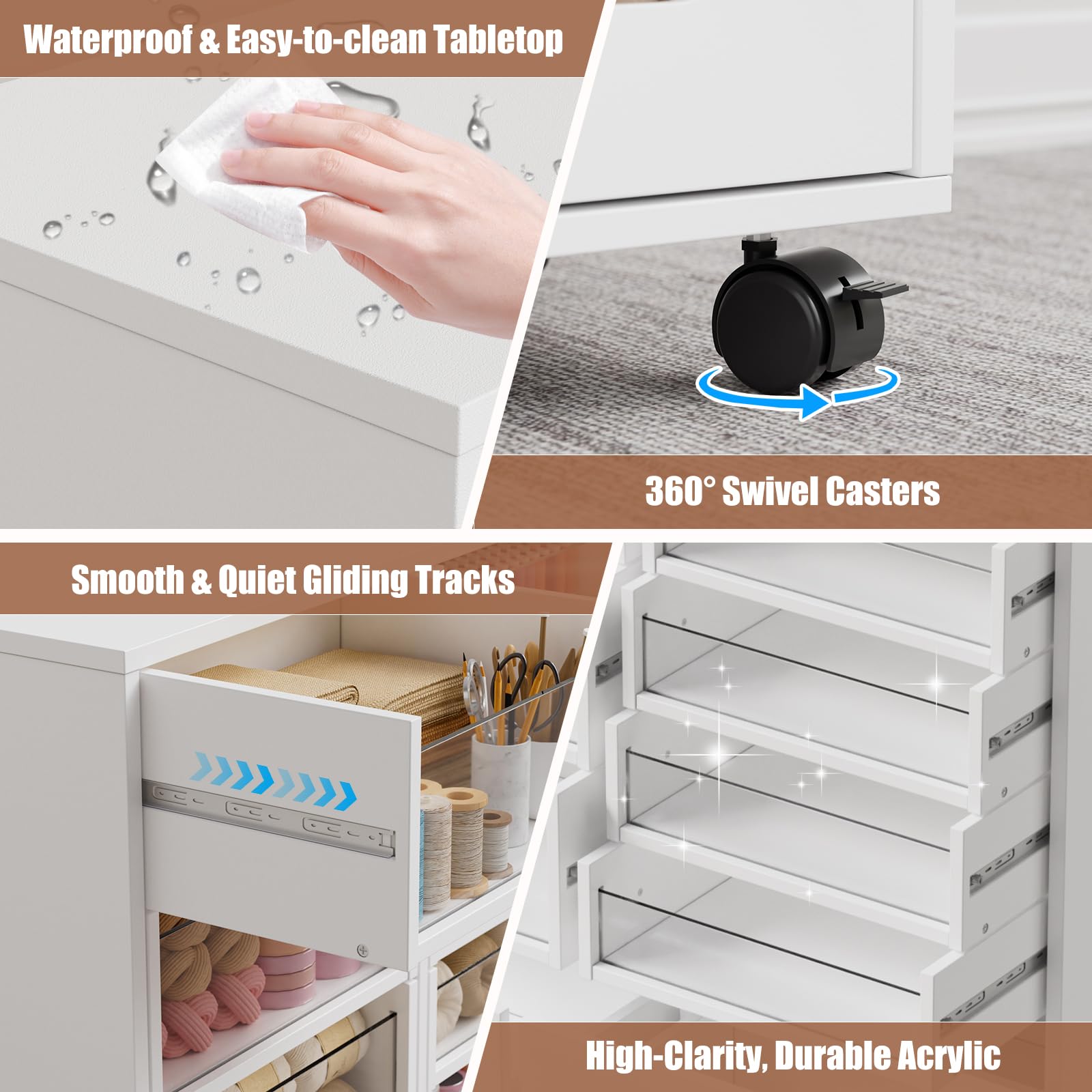 Mobiletto Porta Smalti con 12 Cassetti e 6 Ruote,Mobiletto Organizer per Centro Estetico,Nail Salon,Mobile su Ruote ad Alta Capacità per Bagno,Camera da Letto o Cucina,Unità di Stoccaggio da Terra