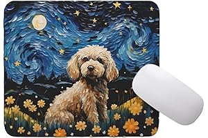 Starry Night Poodle Mouse Pad: Artistic Inspiration for Your Workspace
