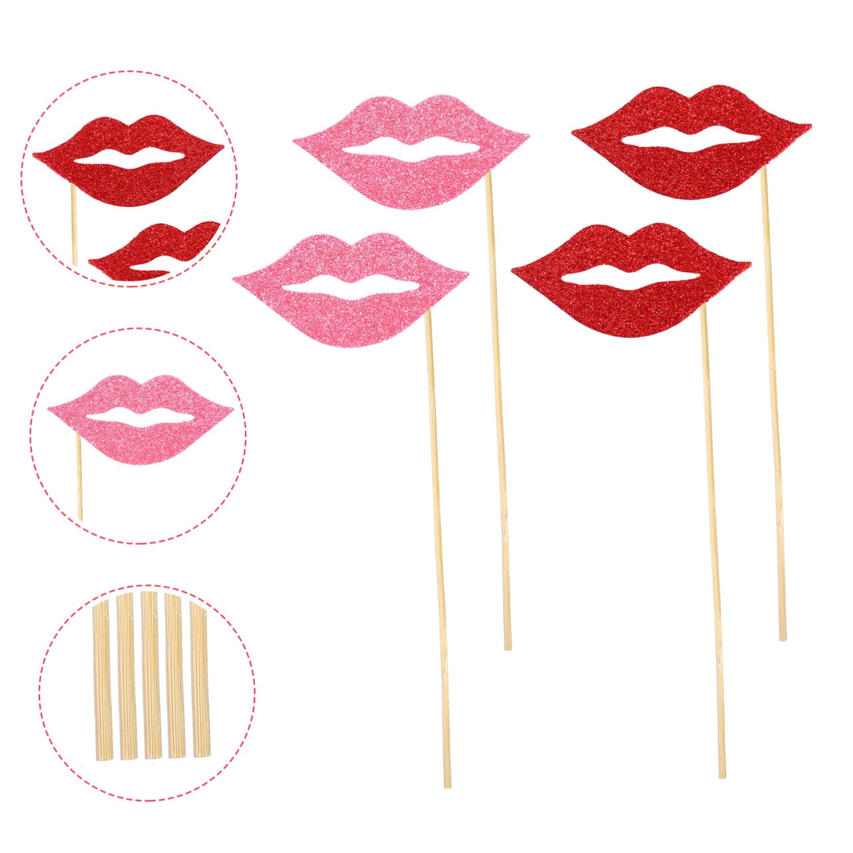 3 Sätze Teiliges Lippen Foto Requisiten Glitzernde Handgehaltene Party Dekoration Lustige Fotokabine Accessoires Für Hochzeit Geburtstag Und Familienfeier 40 Stück * 3