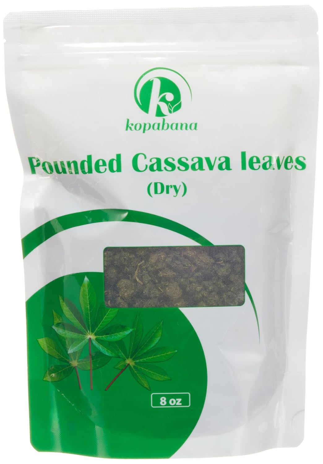 Kopabana Organic Pounded Dried Cassava Leaves 8oz | Isombe Pondu Manioc Hako Bantara - High Iron African Stew Base