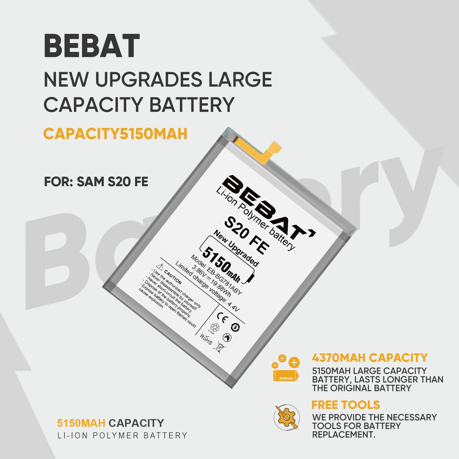 BEBAT Replacement Battery for Samsung Galaxy S20 FE 5G,5150mAh