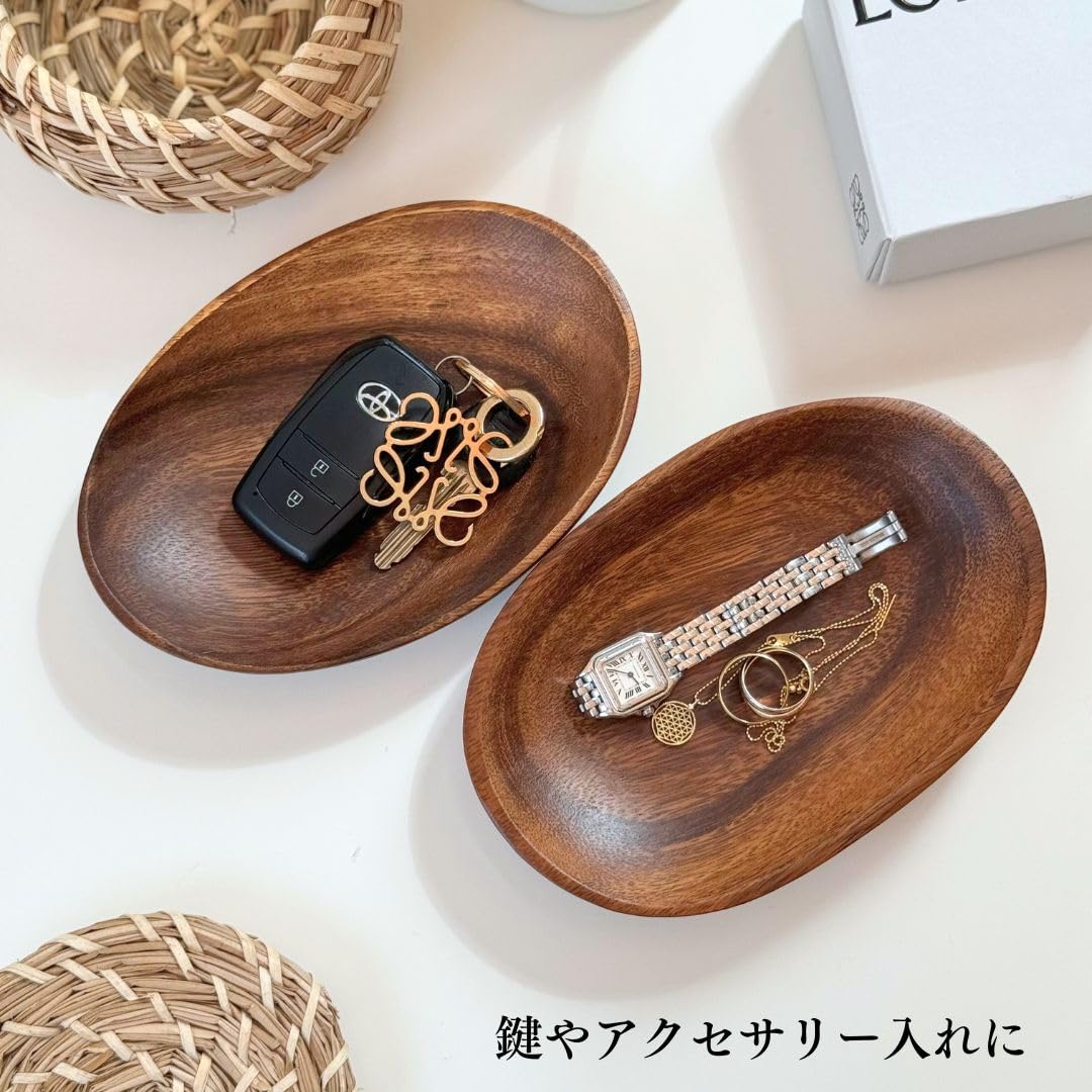 Amazon.co.jp: [Nature]【2枚セット】 アカシア材 木皿 パワーストーン