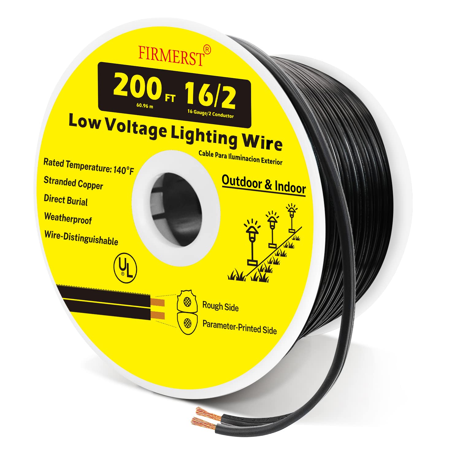 FIRMERST 16/2 Low Voltage Landscape Wire Outdoor Lighting Cable 200