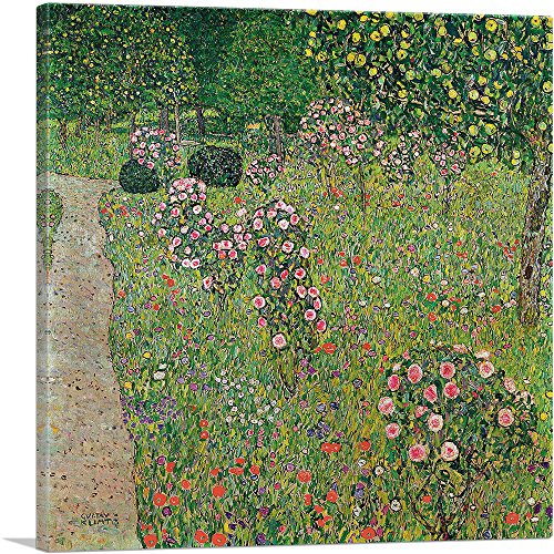 ARTCANVAS Orchard with Roses 1912 Canvas Art Print Stretched Framed Painting Picture Poster Giclee Wall Decor by Gustav Klimt - 18