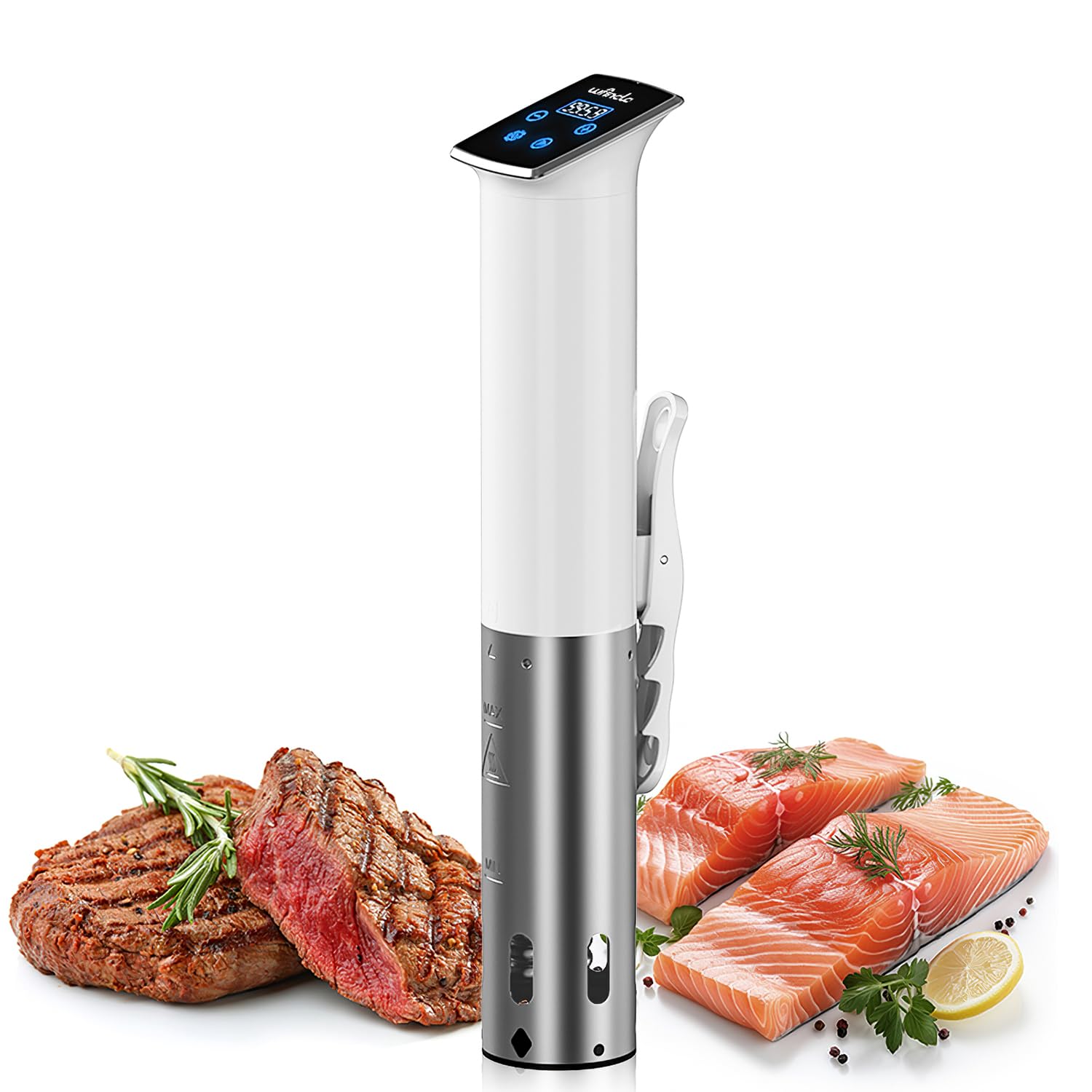 Wancle Sous Vide, Sous Vide Cooker Machine, Immersion Circulator, IPX7 Waterproof, Compact Design Accurate Temp Control ±0.1°C, Quiet, Easy to Use for Home Chefs, 120V, 1100W, White