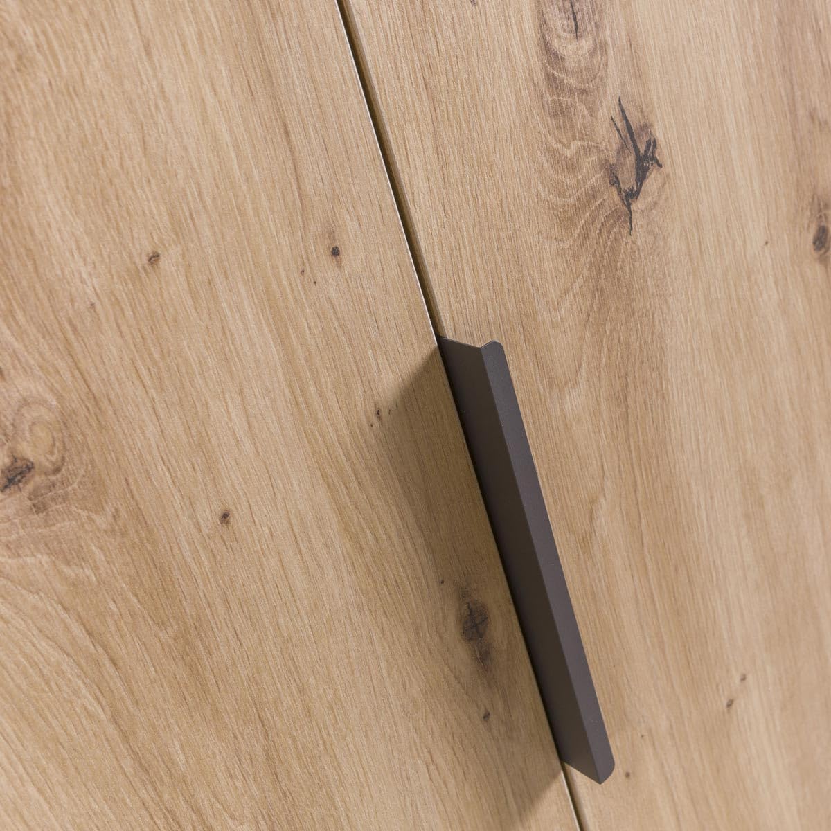 Yellowshop - Armadio mobile guardaroba 3 ante con 2 cassetti camera letto appendiabiti L120xP46xH184 cm Bambey Bianco, Cemento, Rovere Artisan Made in Italy (Rovere Artisan)