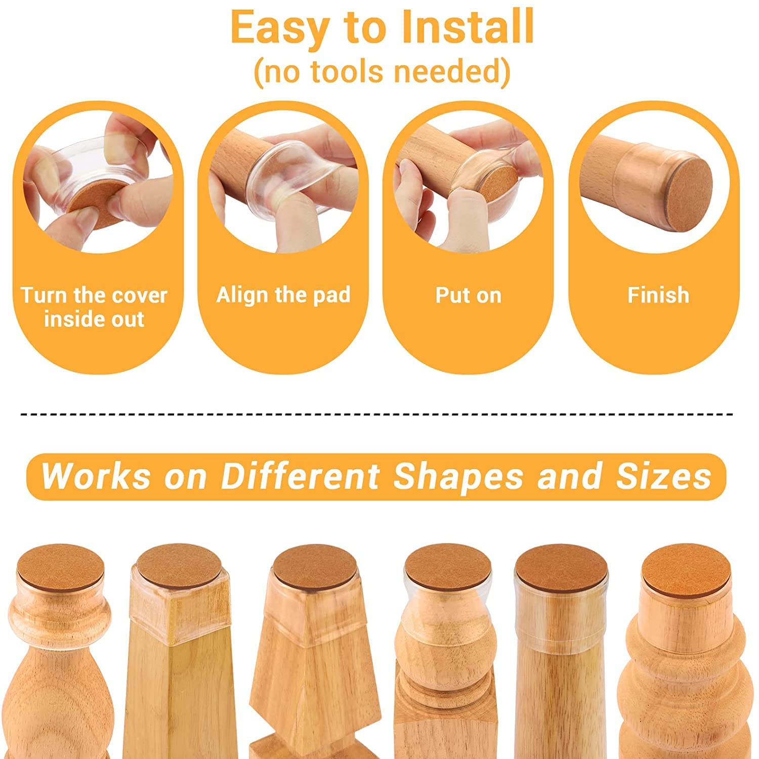 LZYMSZ 32-pack Stoelpoot Houten vloerbeschermers, Siliconen vloerbeschermer Tafelvoetenhoezen, Stoelpootkappen met viltjes, Stoelvoeten Glijders Meubels Tapijt Saver(Round, 1-1/10 to 1-1/5