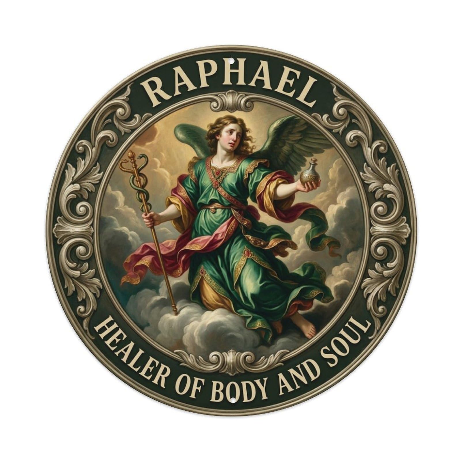 Healing Grace Healer of Body And Soul Archangel Raphael Metal Tin Sign