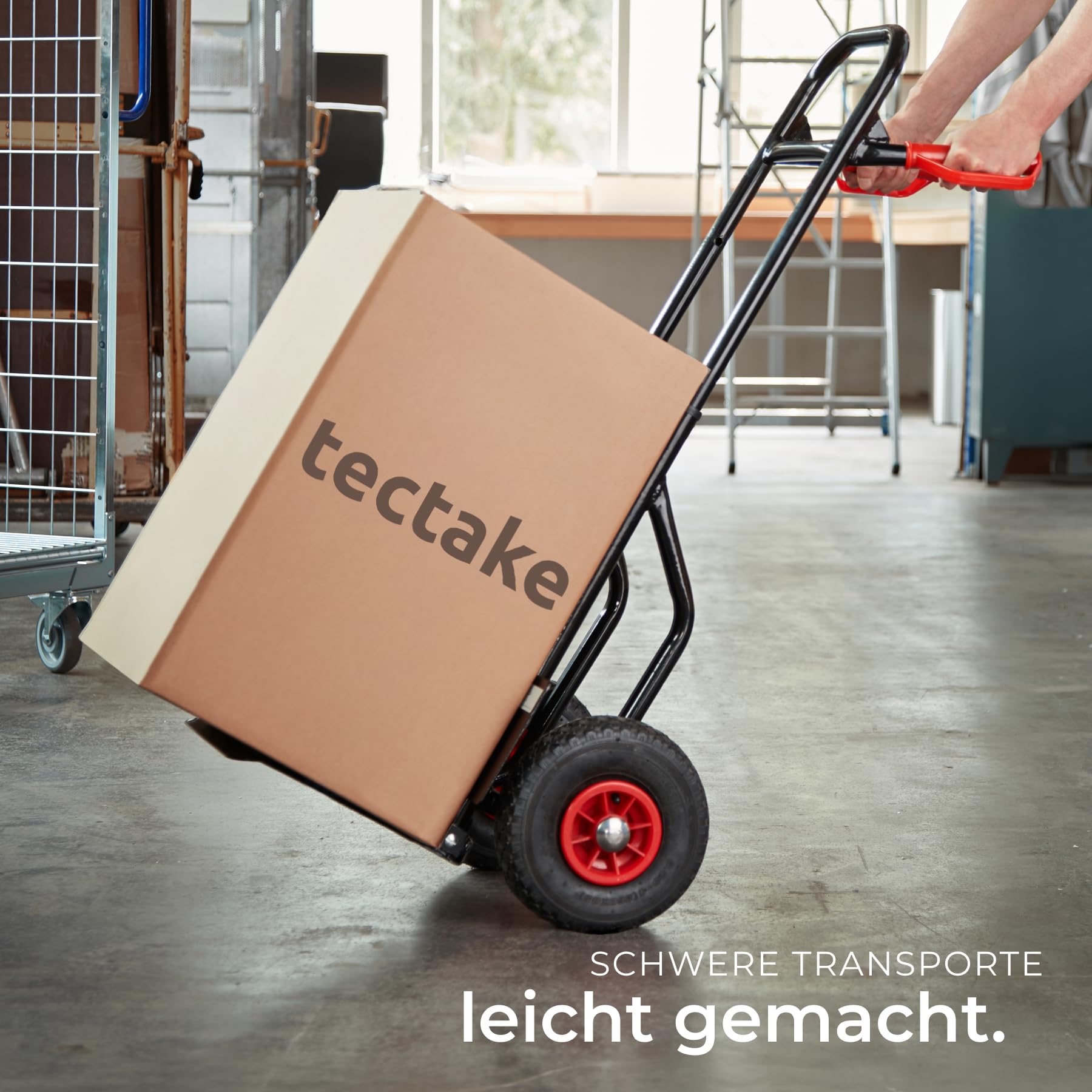 tectake® Sackkarre klappbar Ladeschaufel, Sackrodel mit Stahlrahmen, mit Luftreifen, belastbar bis 100 kg, Transporter für Getränkekisten, für Umzug