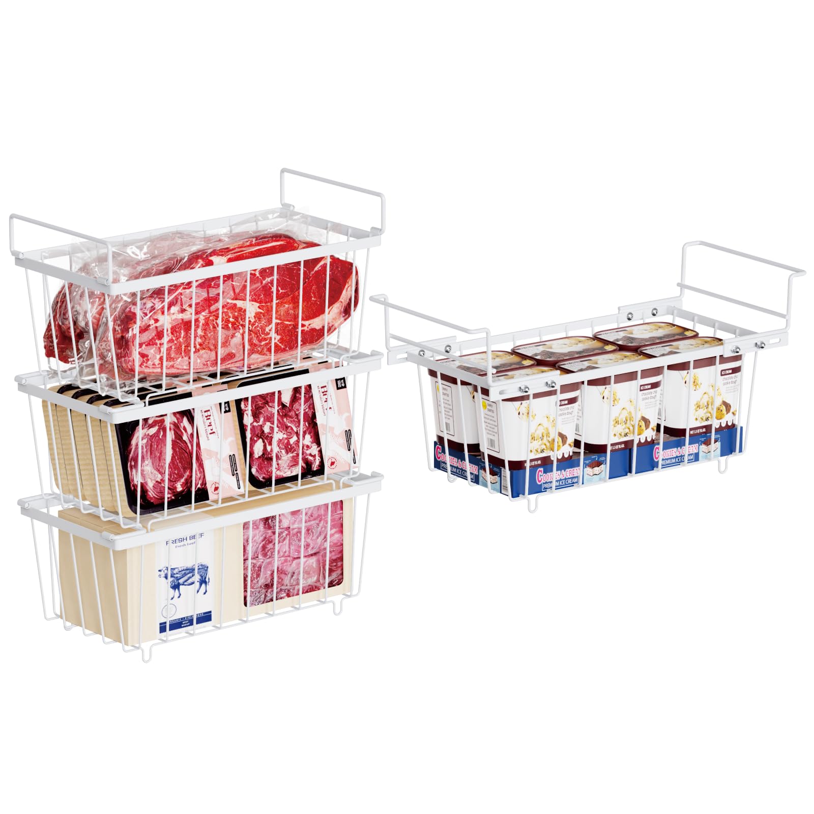 Snapklik.com : iSPECLE 4 Pack Freezer Organizer Bins - Fit 7 Cu.Ft ...