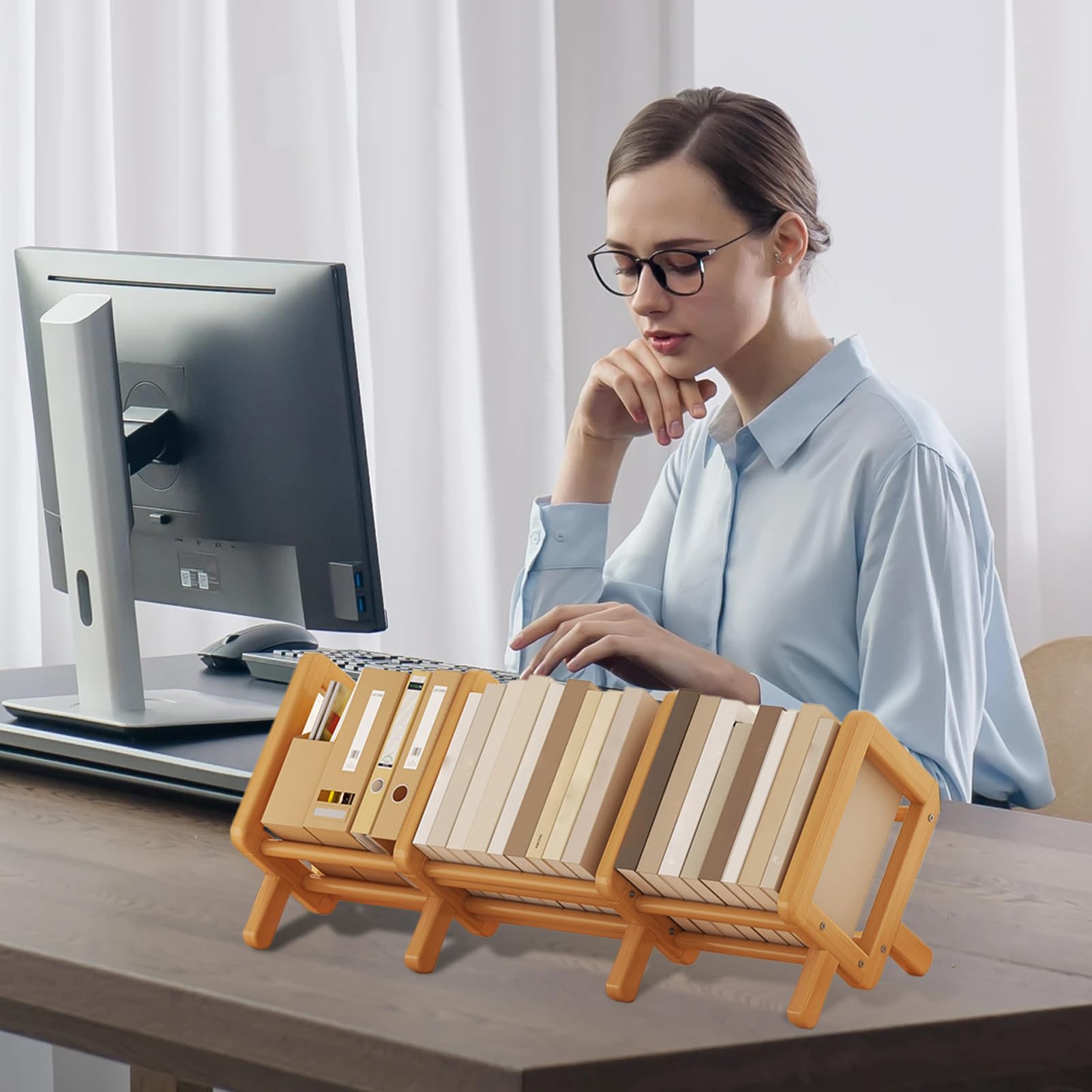 Générique Mensola da ufficio,Libreria da tavolo | Scaffale in legno pieghevole organizzatore decorativo per angolo casa, soggiorno, camera da letto per bambini