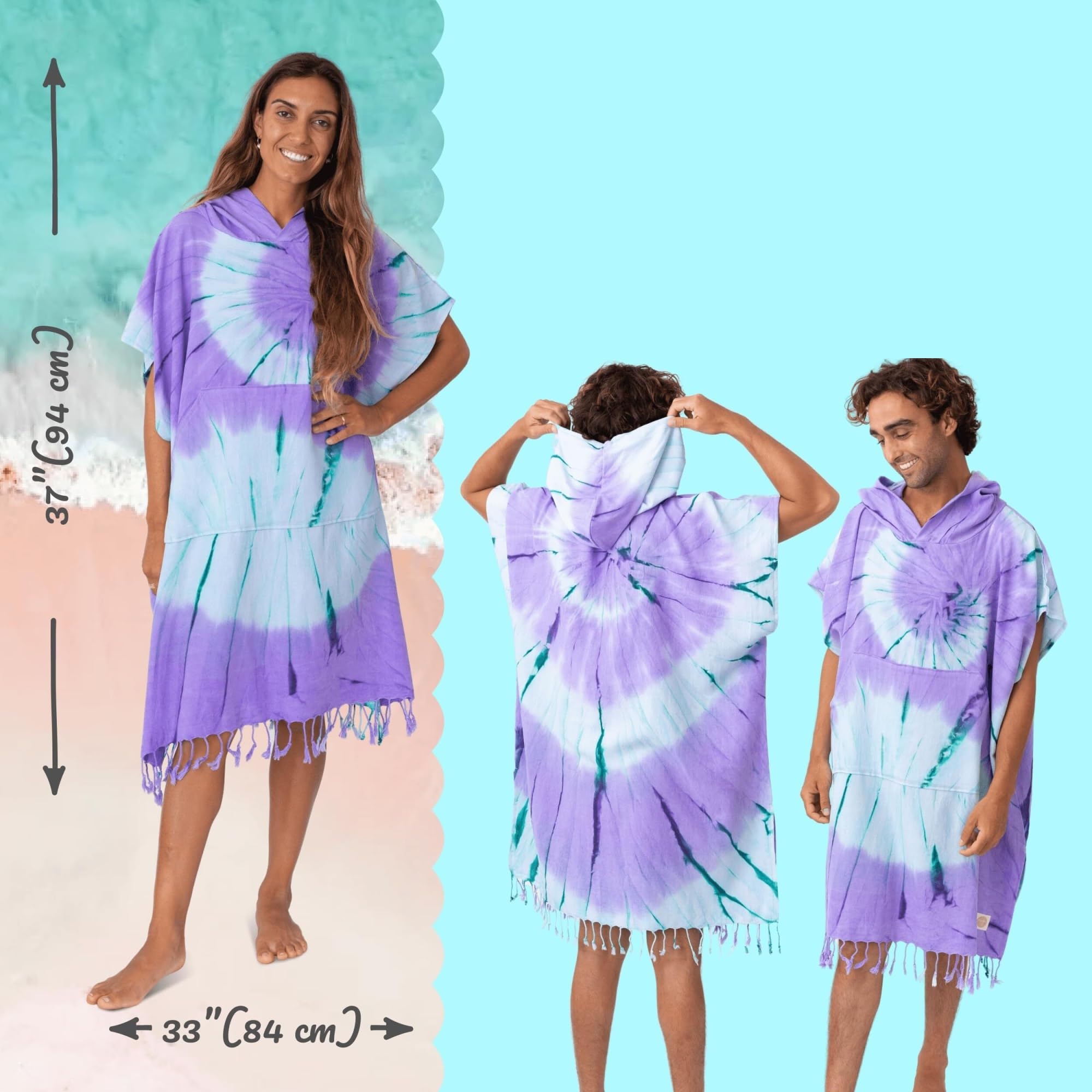 Skday Poncho Toalla,Poncho Surf Ponchos for surfear: toalla grande que se cambia (33 x 37) – Toalla con capucha de algodón for adultos for surfear en la playa o piscina