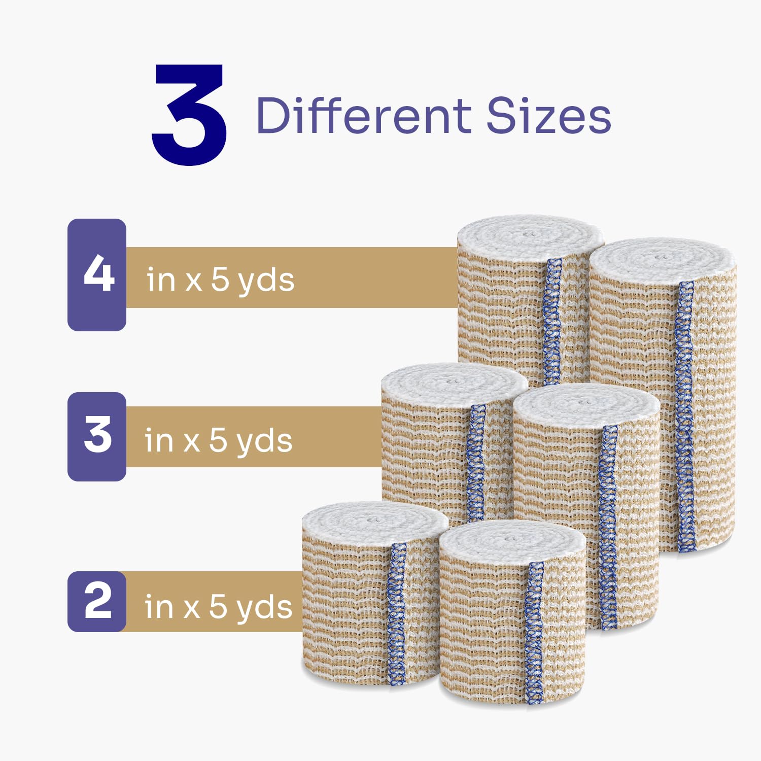 Touch Closure Compression Bandage, 6 Pack Assorted Sizes, Elastic Wrap — Amazon image 3