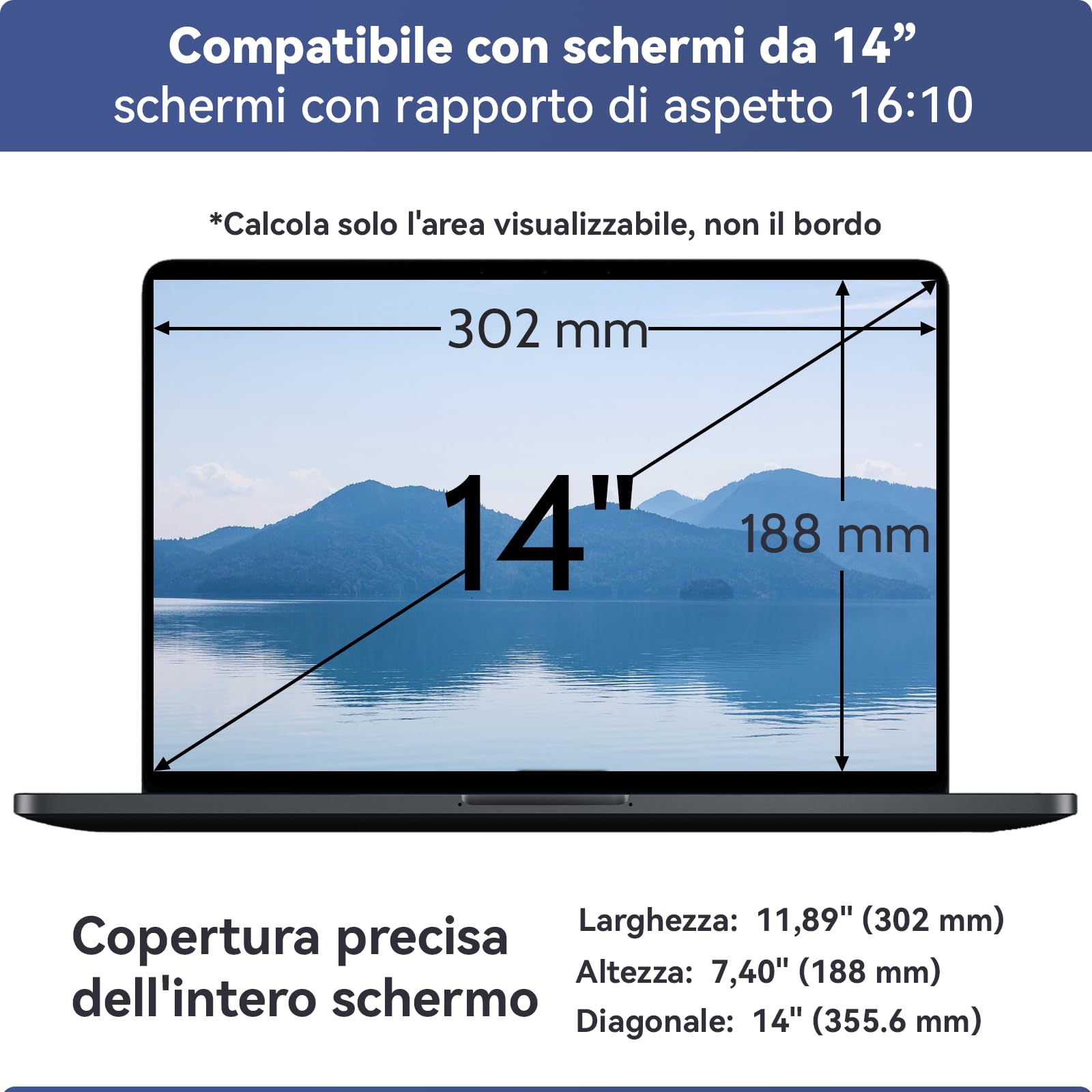 2 Pezzi Pellicola Schermo 14 Pollici 16:10, Filtro Anti Luce Blu per Schermo PC Compatibile con HP/Dell/Acer/Lenovo/Thinkpad/ASUS, Screen Protector Laptop Anti Scratch Protezione Degli Occhi