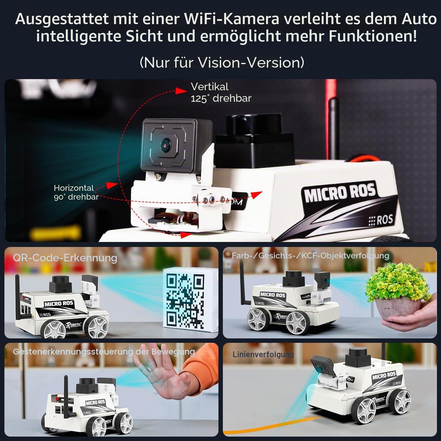 Yahboom MicroROS Robot Kit Virtual Machine PC Control ROS AI Visual Recognition, SLAM Mapping Navigation,OpenCV (Without WiFi Camera)(Standard Version)
