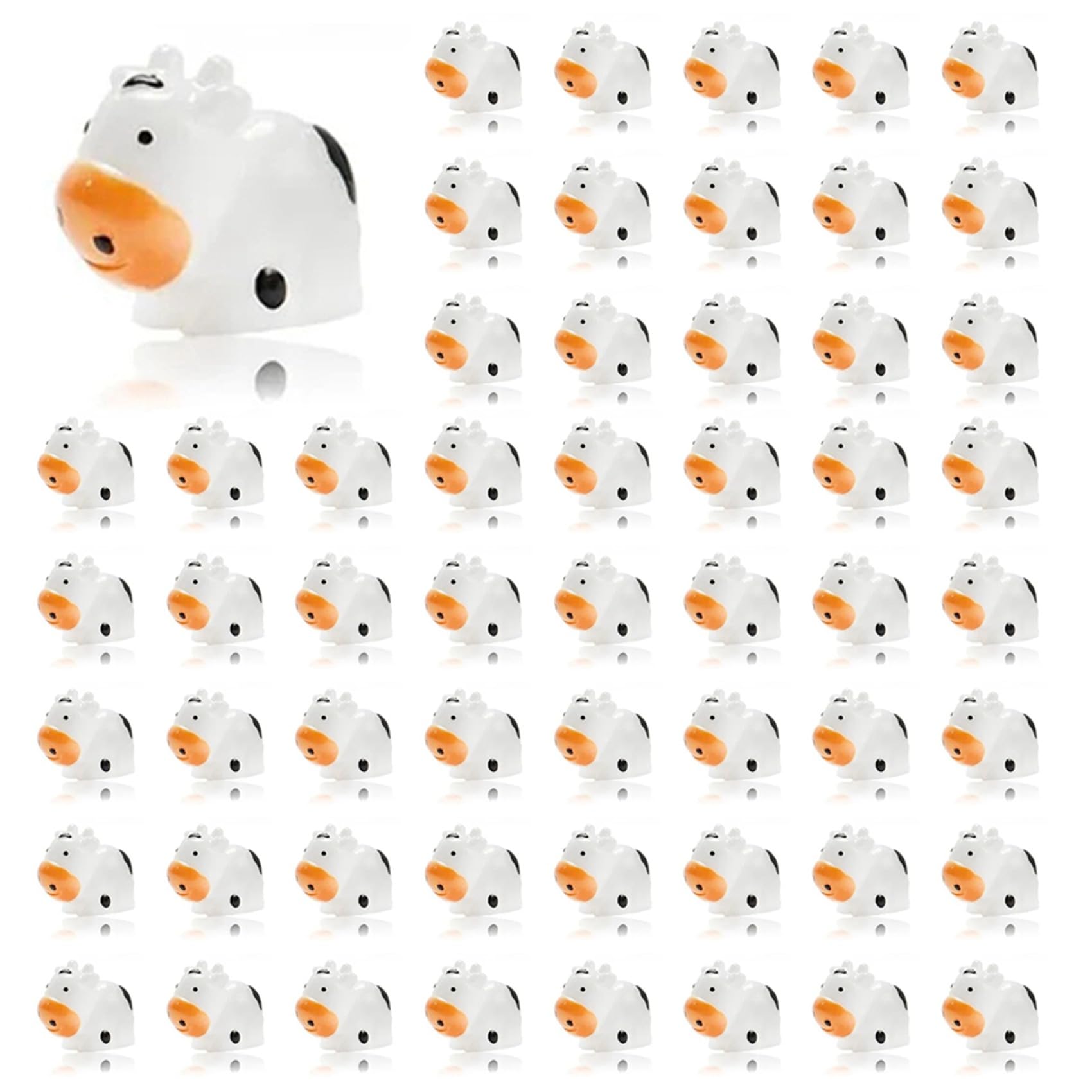Vjsujehgy 100Pcs Mini Cow Figurines Resin Cow Miniature Animals Figurines Fairy Garden Miniature Moss Landscape DIY Crafts