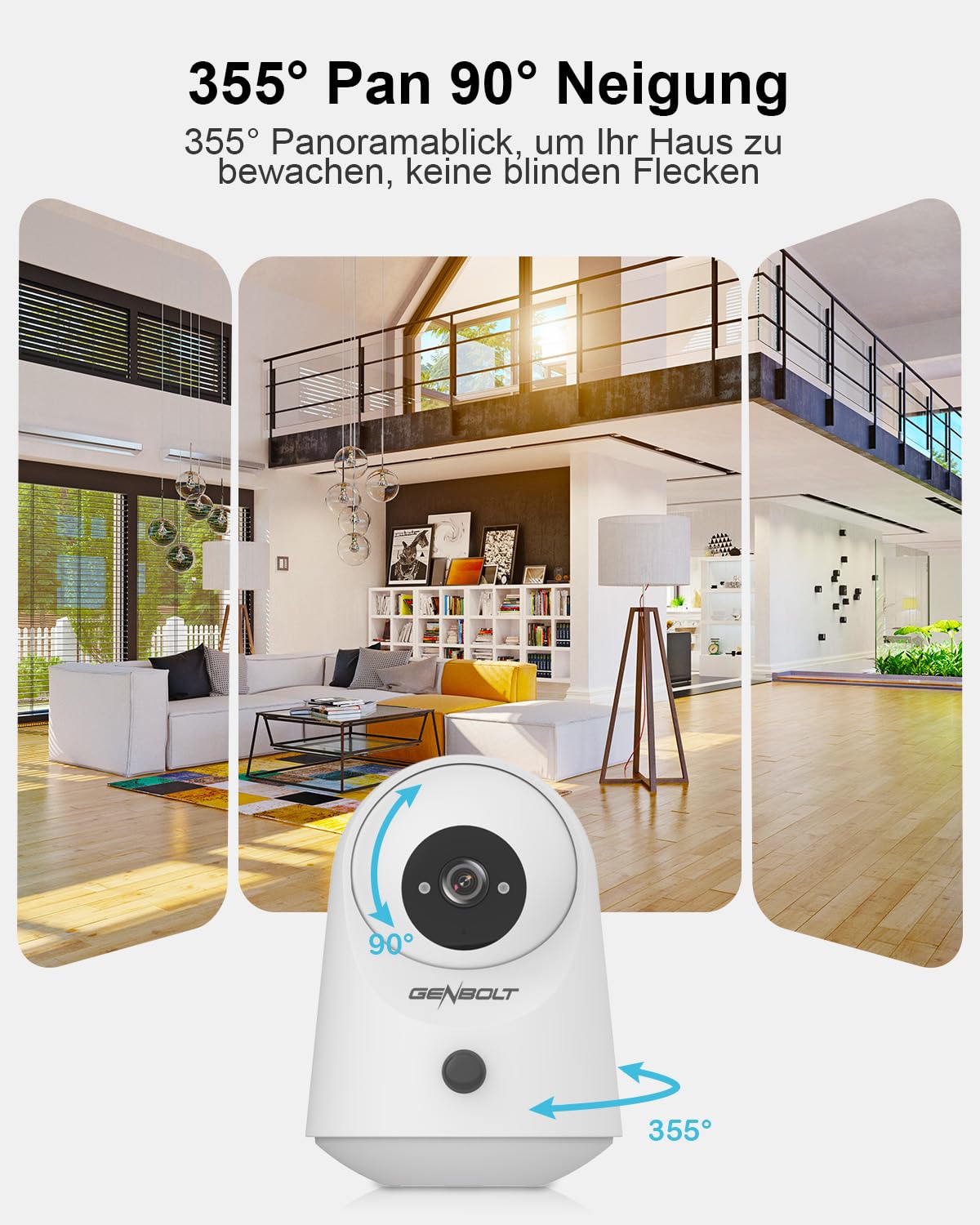 GENBOLT 2K WLAN-Überwachungskamera für den Innenbereich, IP-Haustierkamera