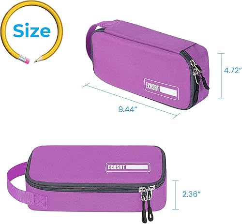 Miniatura 6 de Estuche grande para lápices, estuche duradero para bolígrafos con gran capacidad, bolsa de papelería portátil minimalista con asa para escuela,