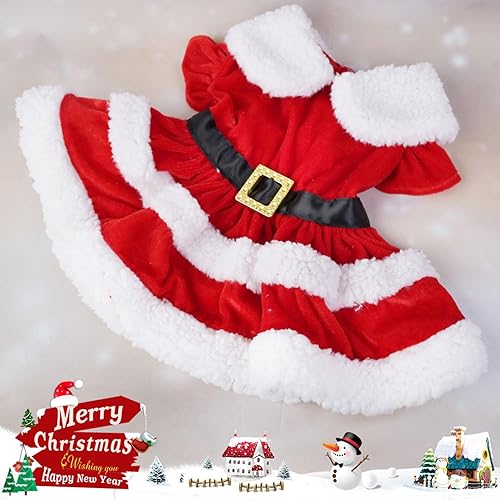Miniatura 3 de Idepet Traje de Navidad para perro, vestido de Papá Noel, disfraz de cachorro, falda de perro de Navidad para perros pequeños, niñas, ropa térmica