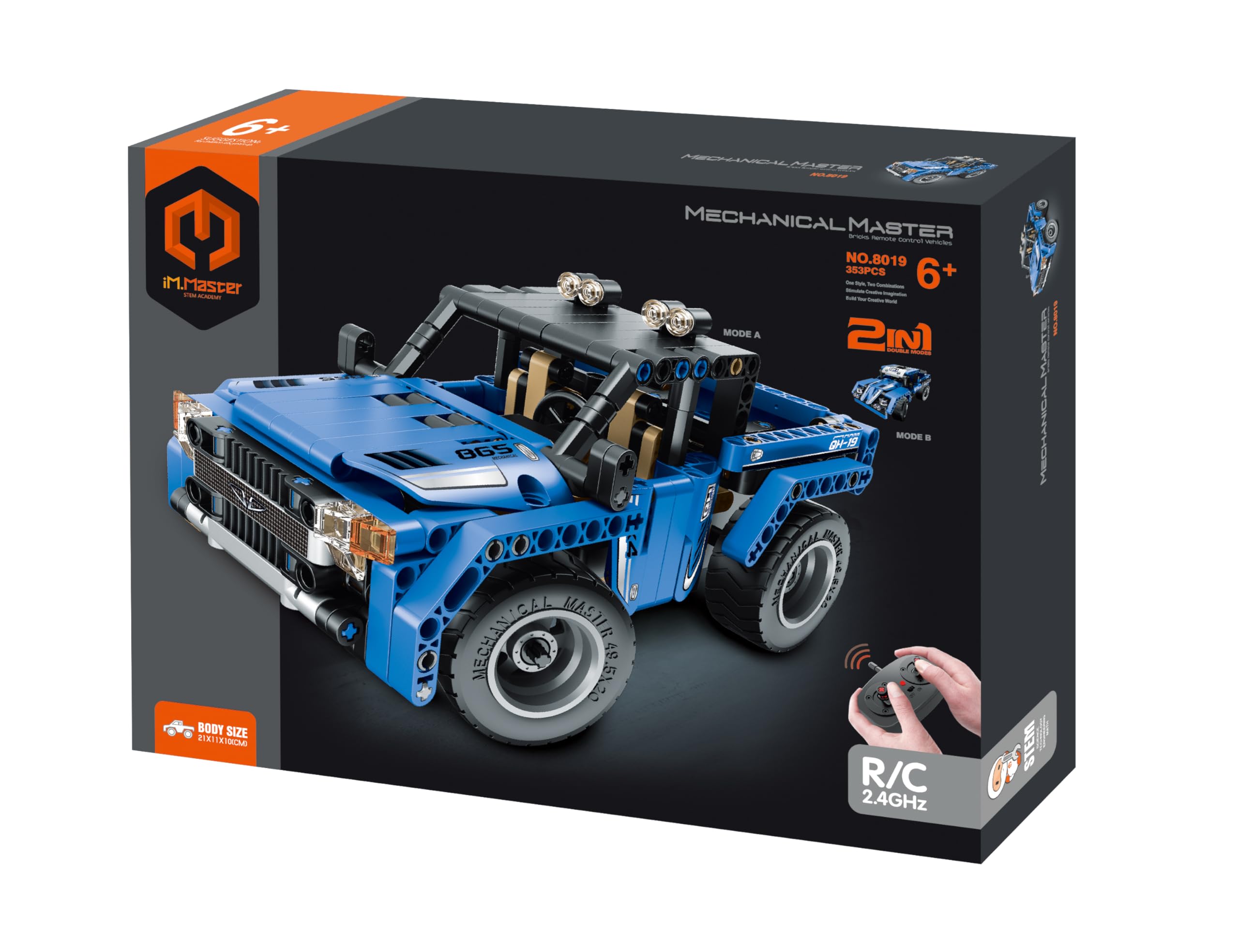 STEM Car Toy Building Toy Gift for Age 6+, Remote Control 2in1 Pickup Truck Building Block Take Apart Toy, 353 Pcs DIY Building Kit, Learning Engineering Construction R/C Toys
