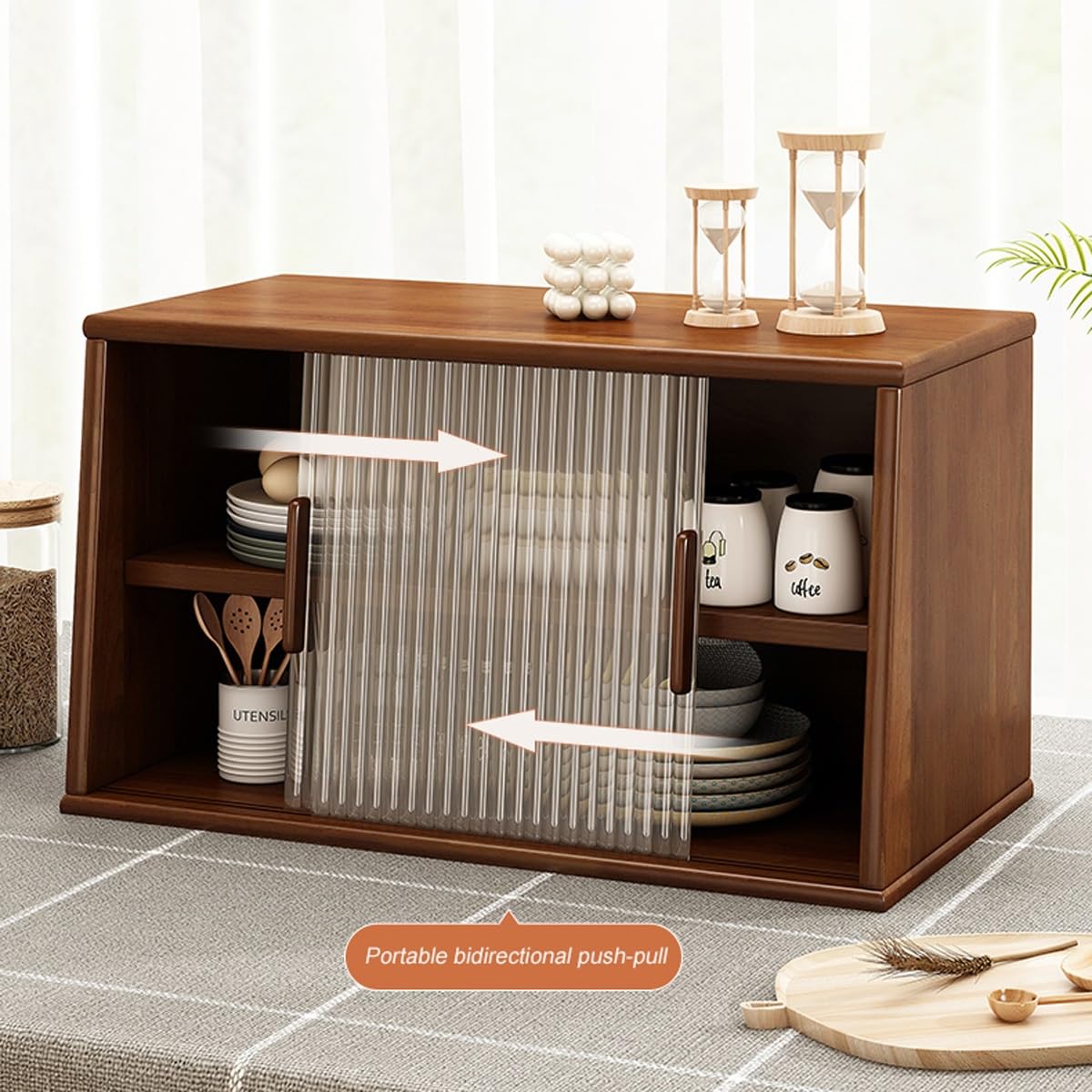 ウォールナット無垢材 キャビネット ダークブラウン サイドボード サイドボード キャビネット 天然木無垢材使用 藤 ラタン 幅150cm